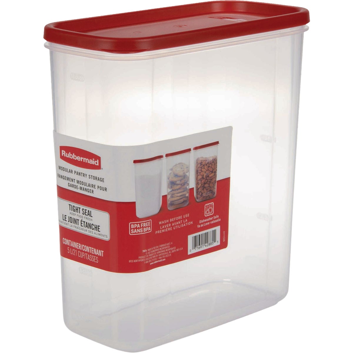 Rubbermaid Modular Red Food Storage Canister with Lid, 21 Cup