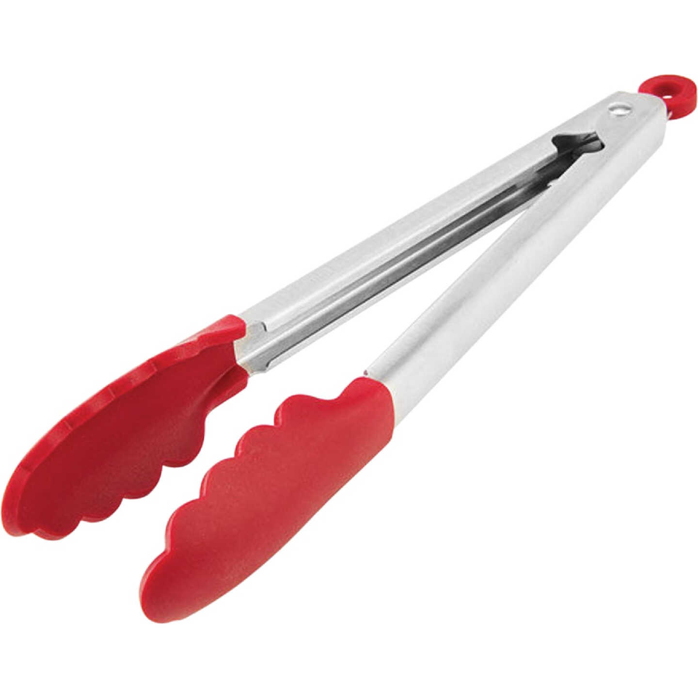 KitchenAid 11.5 In. Gourmet Red Silicone Tip Stainless Steel Locking Tongs Image 1