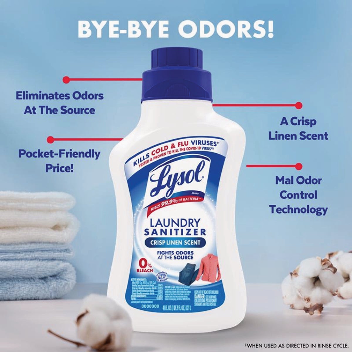 Lysol 41 Oz. Crisp Linen Scent Liquid Laundry Sanitizer Image 2