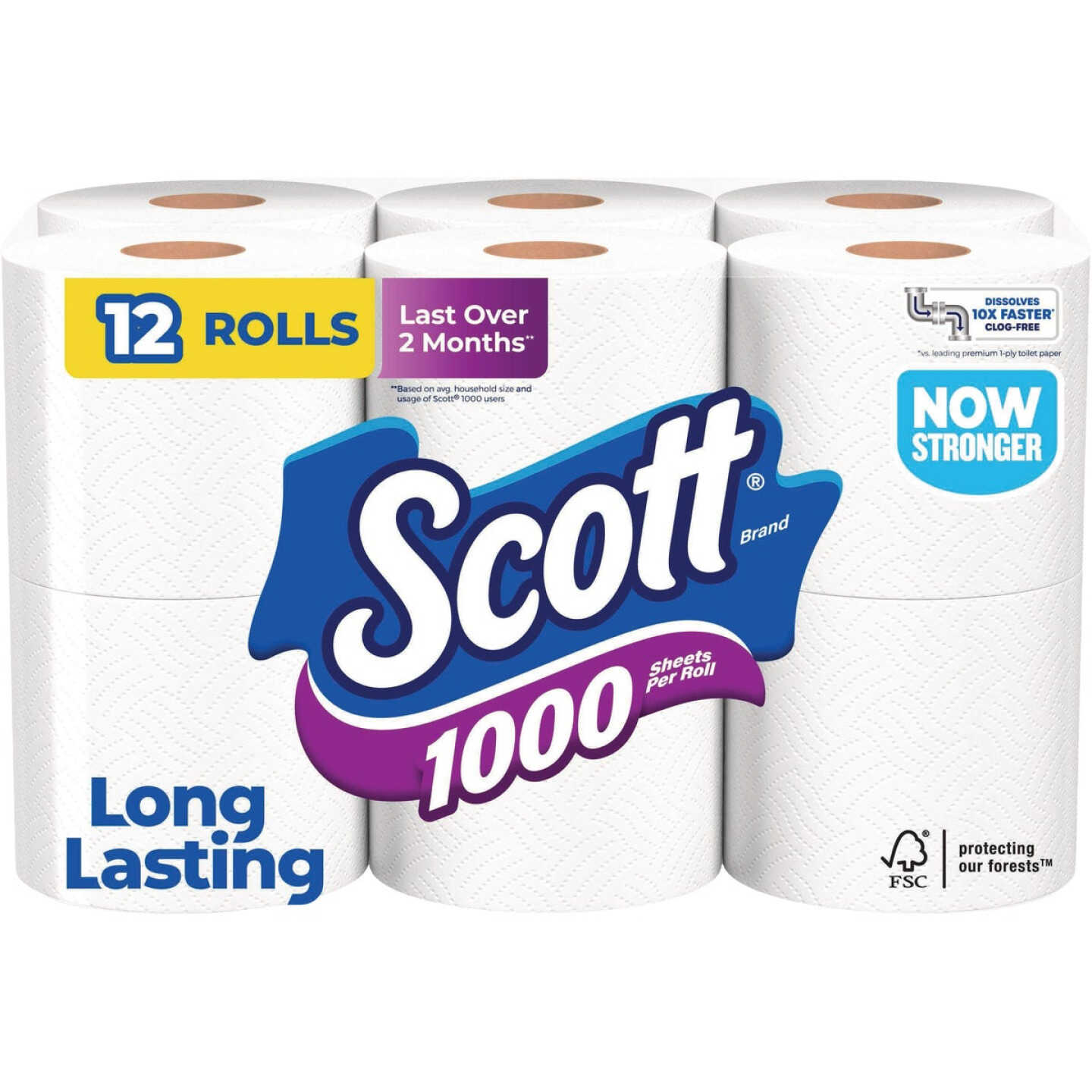 Scott 1-Ply White Bath Tissue (12 Rolls) Image 1