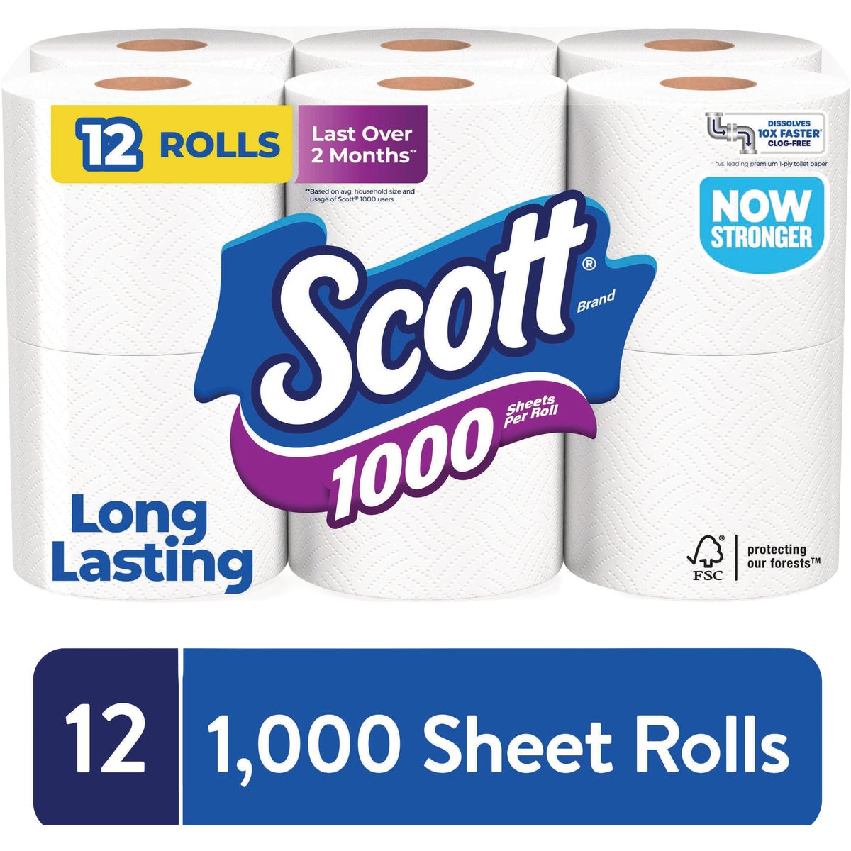 Scott 1-Ply White Bath Tissue (12 Rolls) Image 4