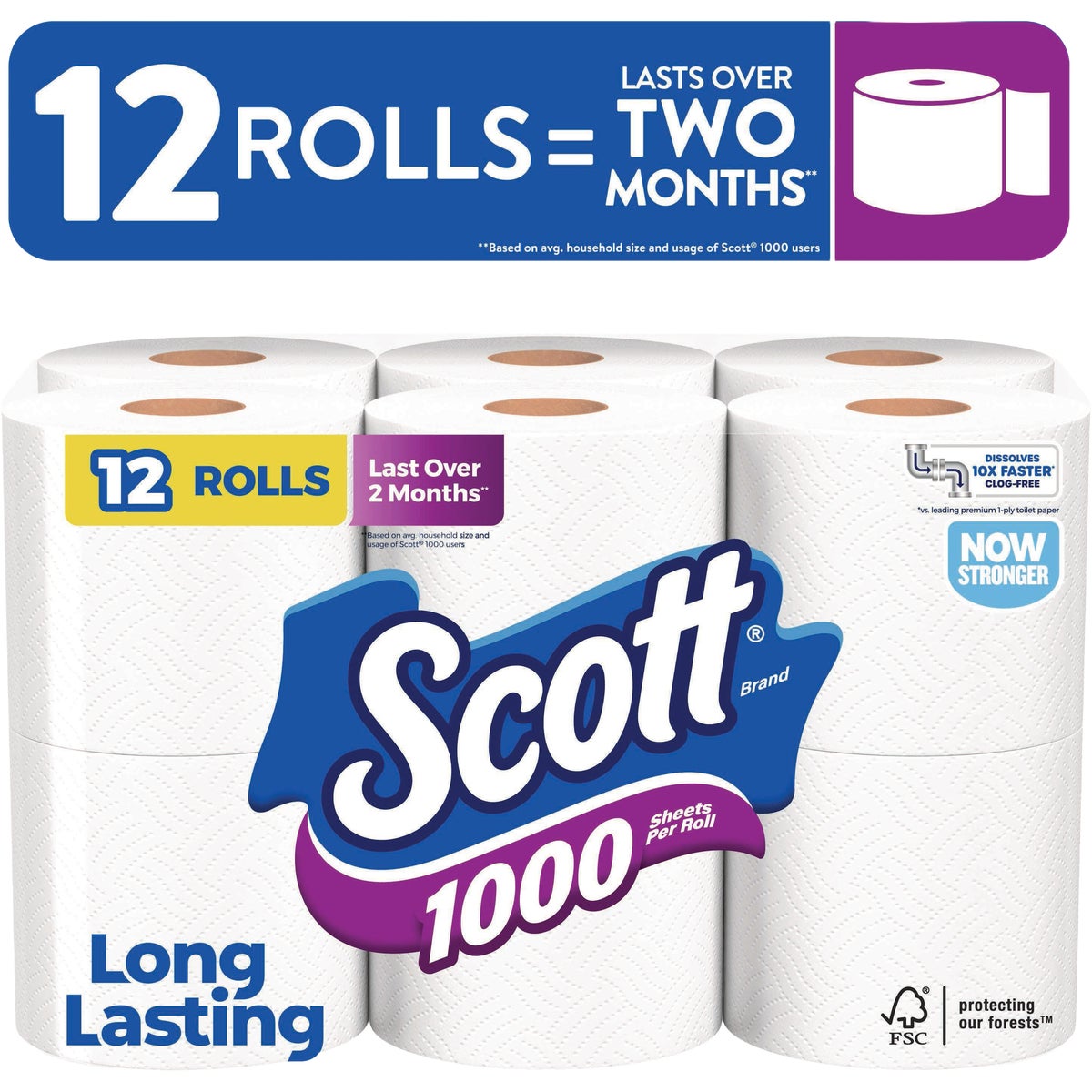 Scott 1-Ply White Bath Tissue (12 Rolls) Image 2