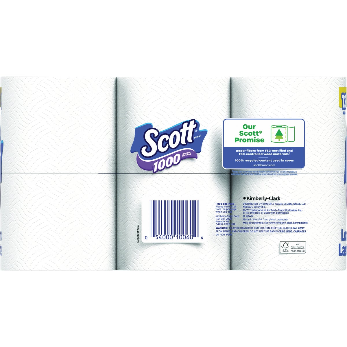 Scott 1-Ply White Bath Tissue (12 Rolls) Image 3