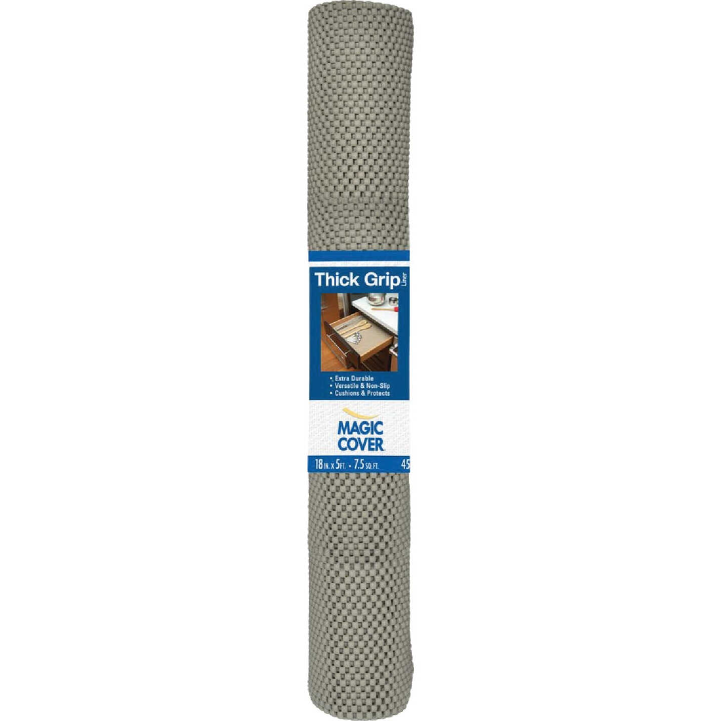 Magic Cover Thick Grip 18 In. x 5 Ft. Gray Self-Adhesive Shelf Liner Image 1