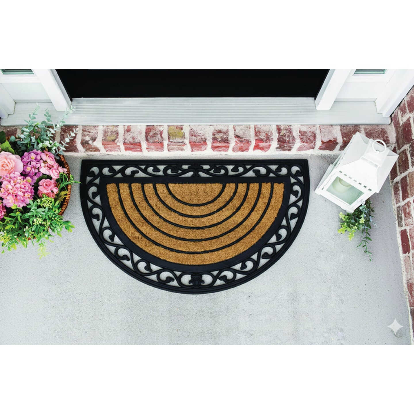 FanMats 18 In. X 30 In. Half Round Natural Coir Door Mat Image 2