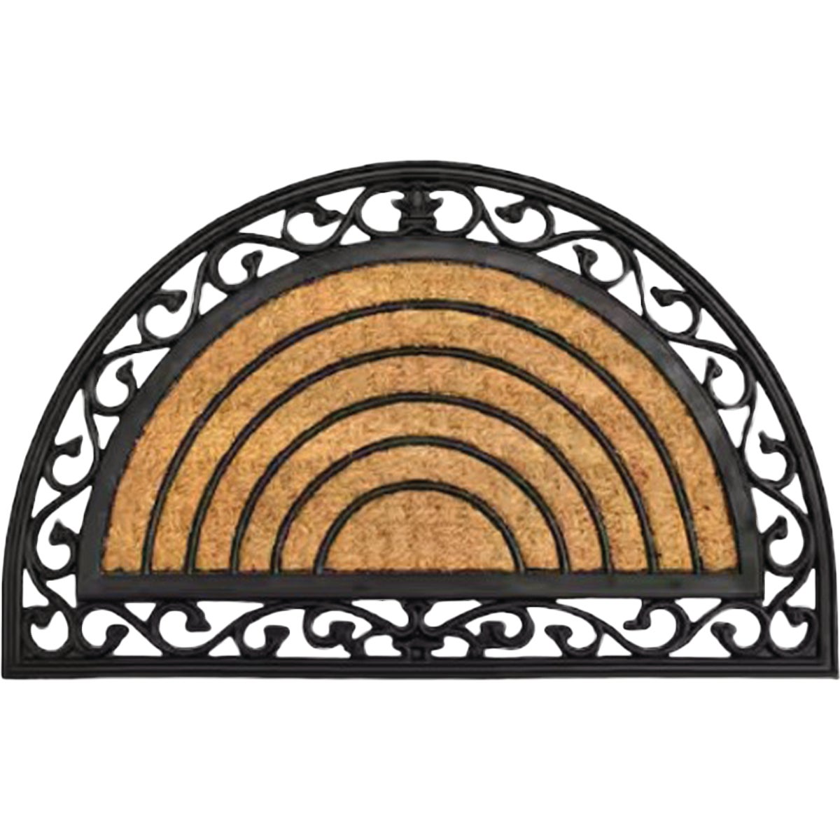 FanMats 18 In. X 30 In. Half Round Natural Coir Door Mat