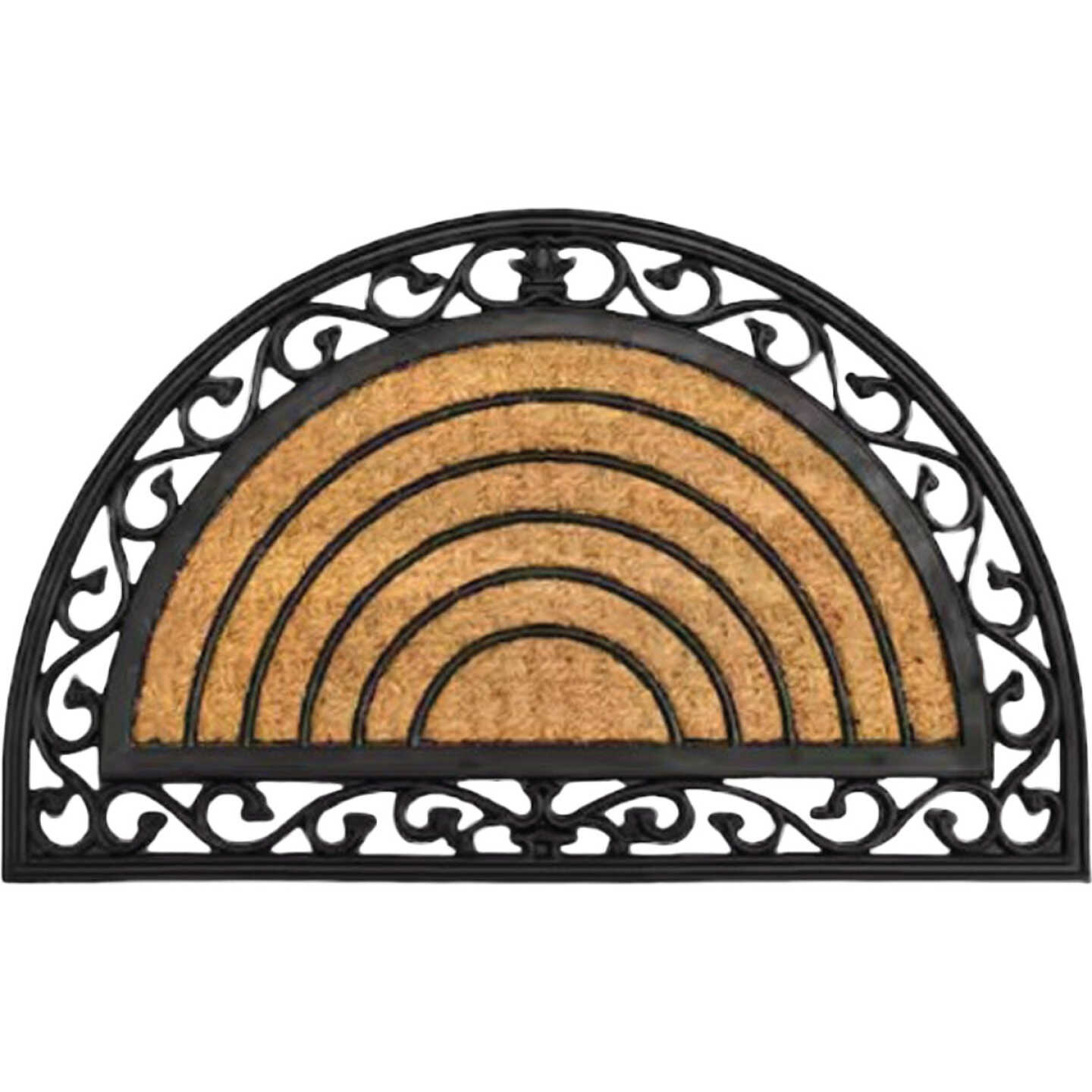 FanMats 18 In. X 30 In. Half Round Natural Coir Door Mat Image 1