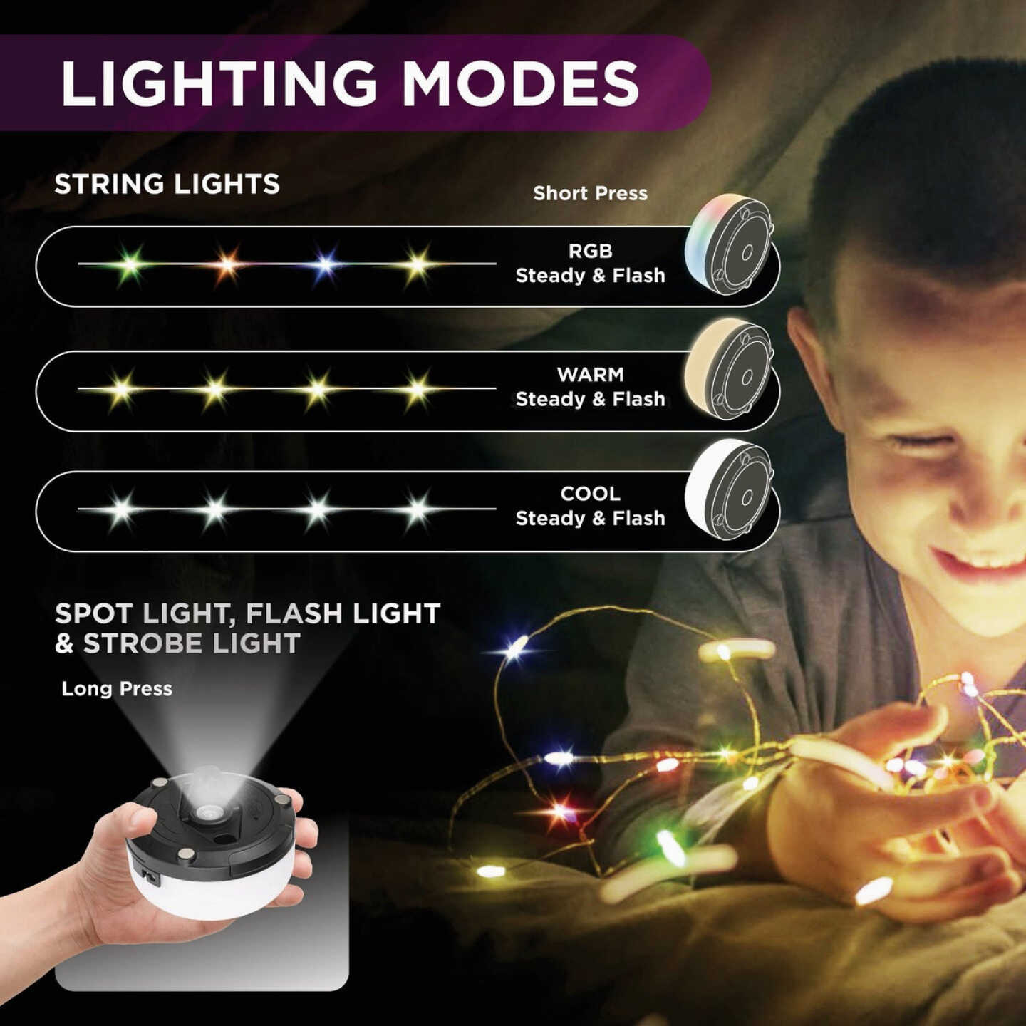 Bell+Howell Retractable RGB LED String Light Set Image 5