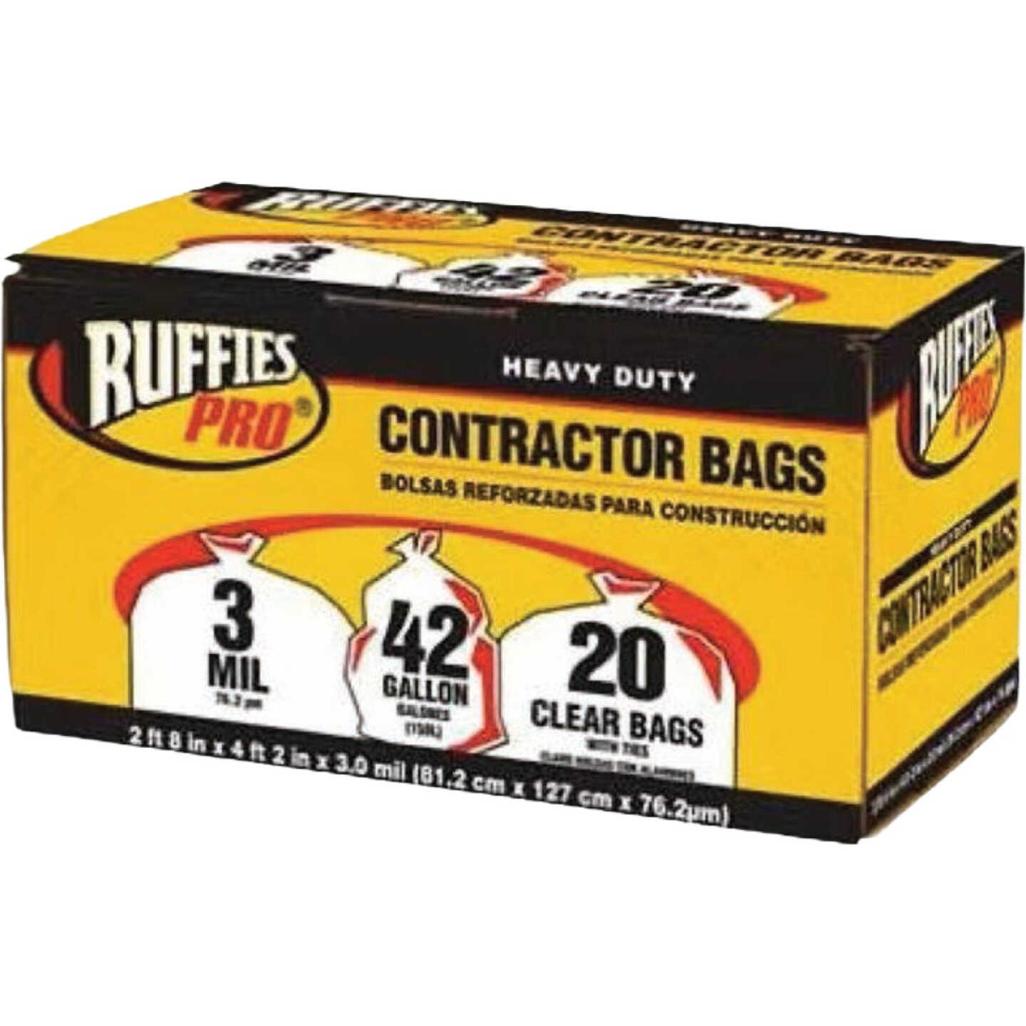 Ruffies 42 Gal. Clear Contractor Bags (20-Count) Image 1