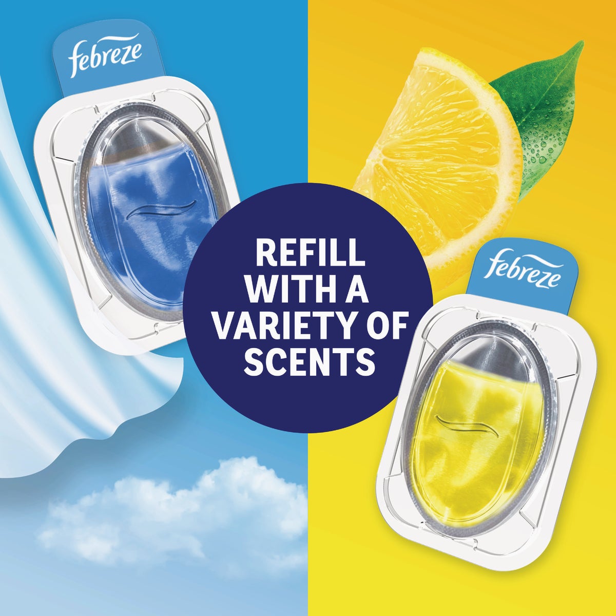 Febreze Trash Fresh Lemon Scent Odor Fighter Air Freshener Starter Kit & Refill Image 2