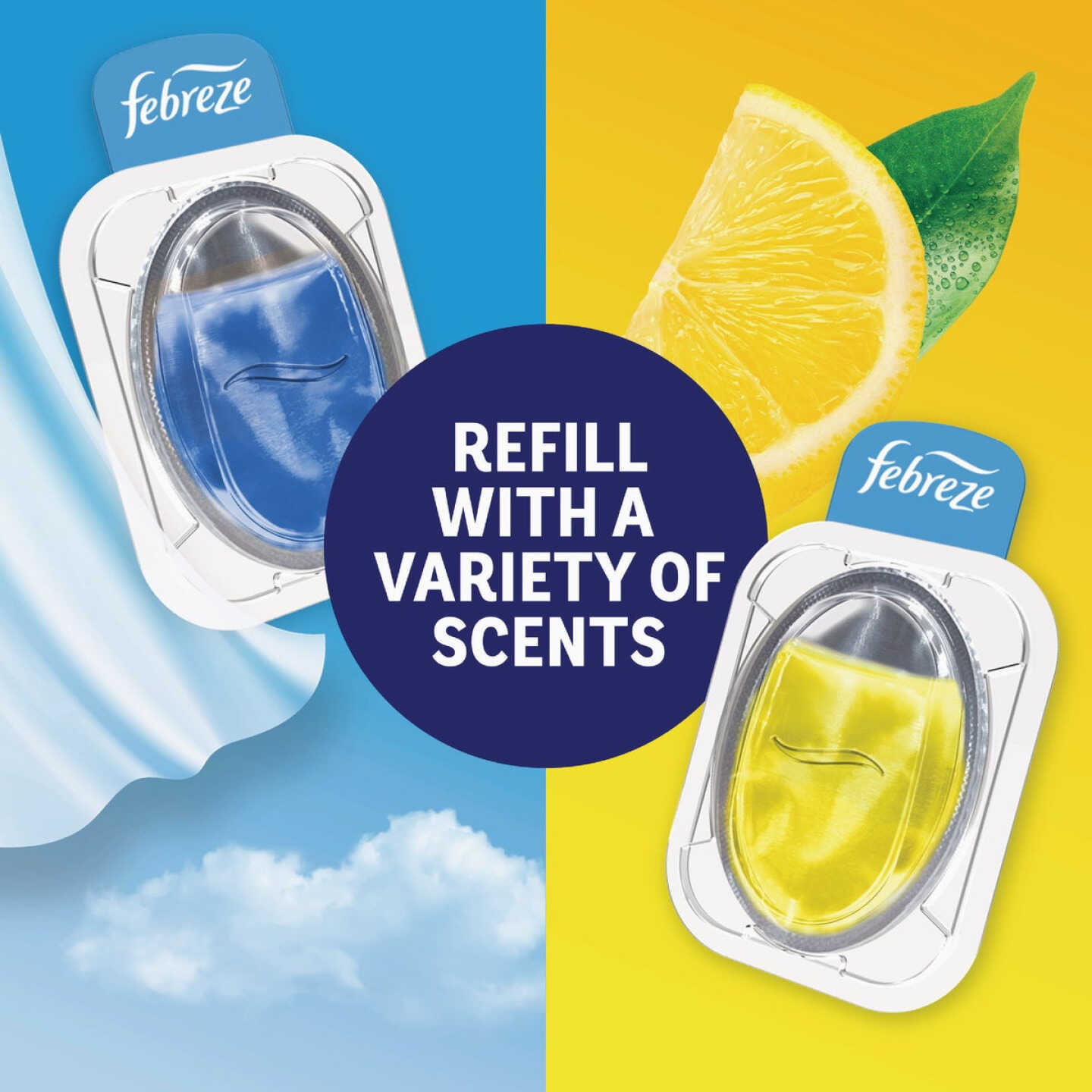 Febreze Trash Fresh Lemon Scent Odor Fighter Air Freshener Starter Kit & Refill Image 2