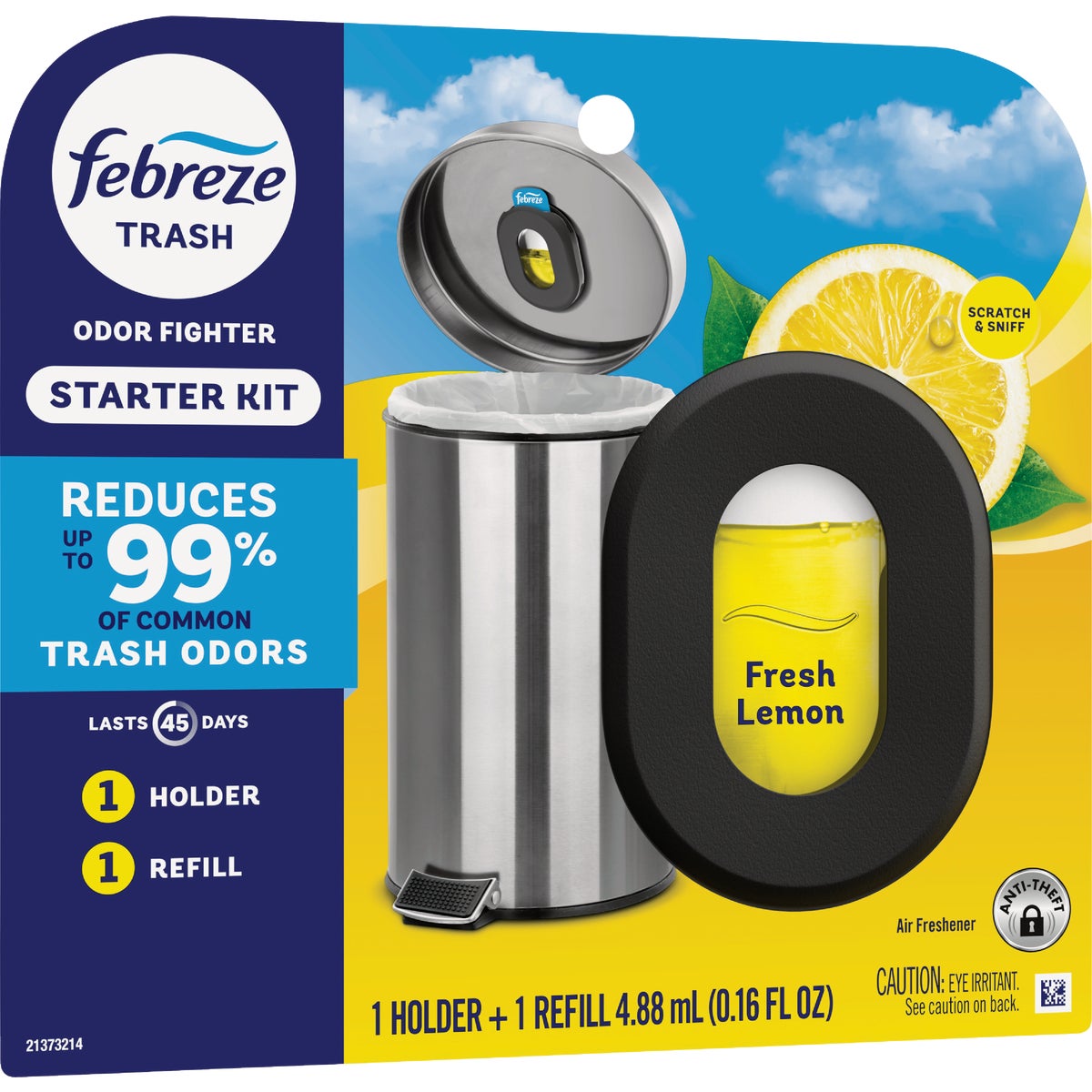 Febreze Trash Fresh Lemon Scent Odor Fighter Air Freshener Starter Kit & Refill