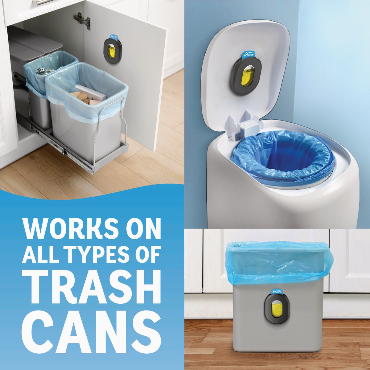 Febreze Trash Fresh Lemon Scent Odor Fighter Air Freshener Starter Kit & Refill Image 4