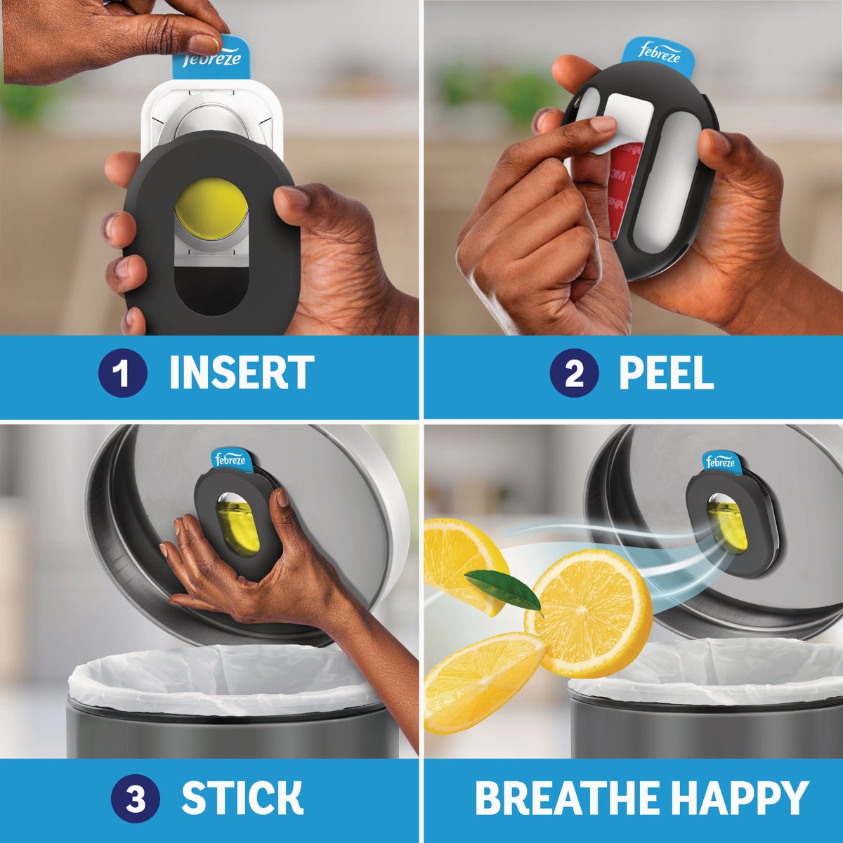 Febreze Trash Fresh Lemon Scent Odor Fighter Air Freshener Starter Kit & Refill Image 3