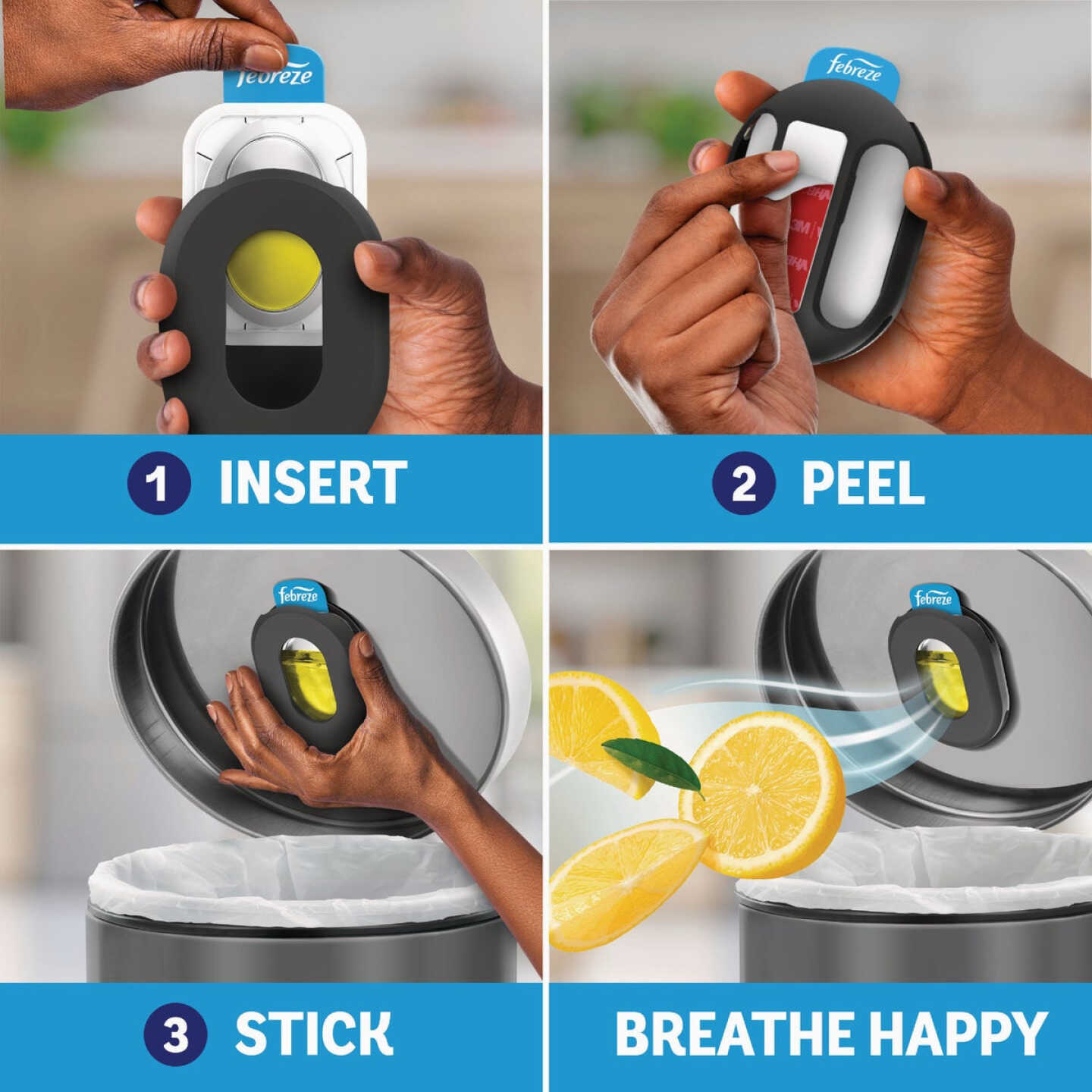 Febreze Trash Fresh Lemon Scent Odor Fighter Air Freshener Starter Kit & Refill Image 3