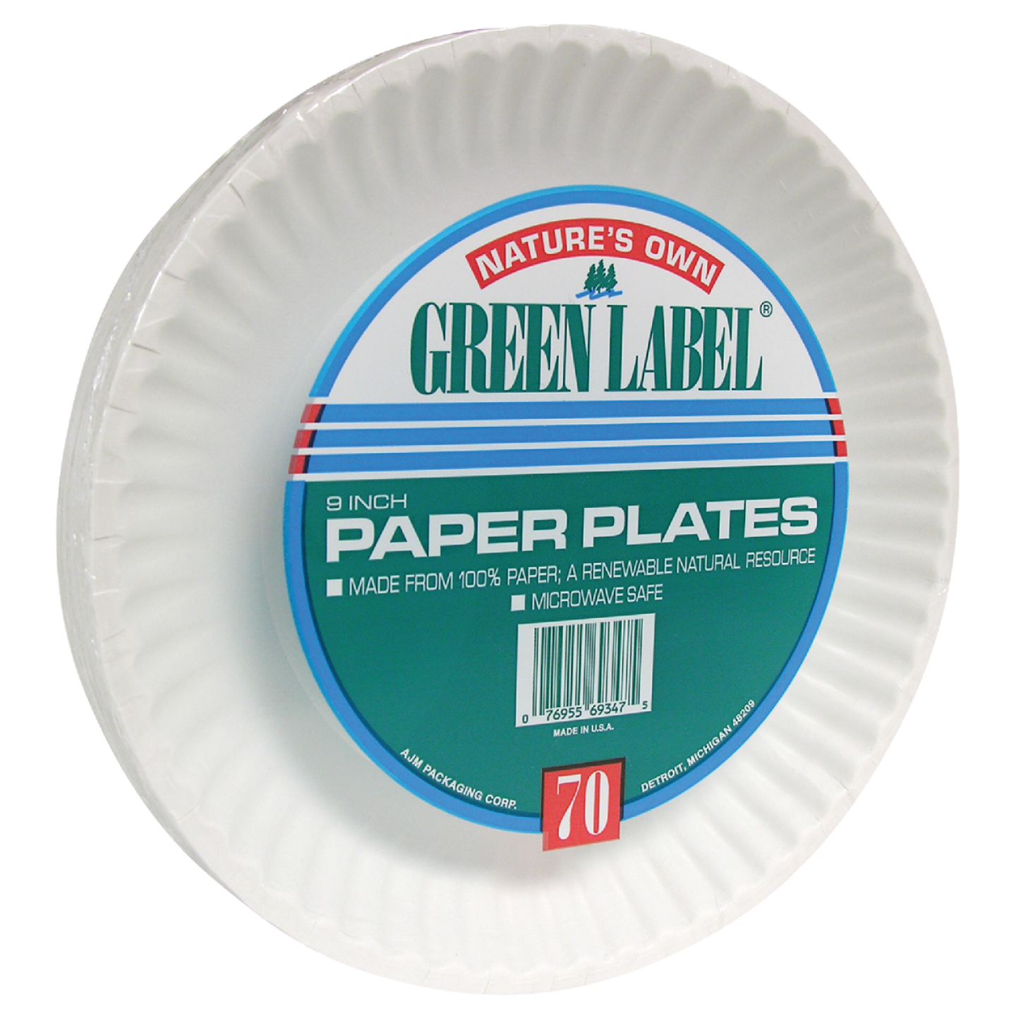 AJM Nature's Own Green Label 9 In. Paper Plates (70-Count) Image 1