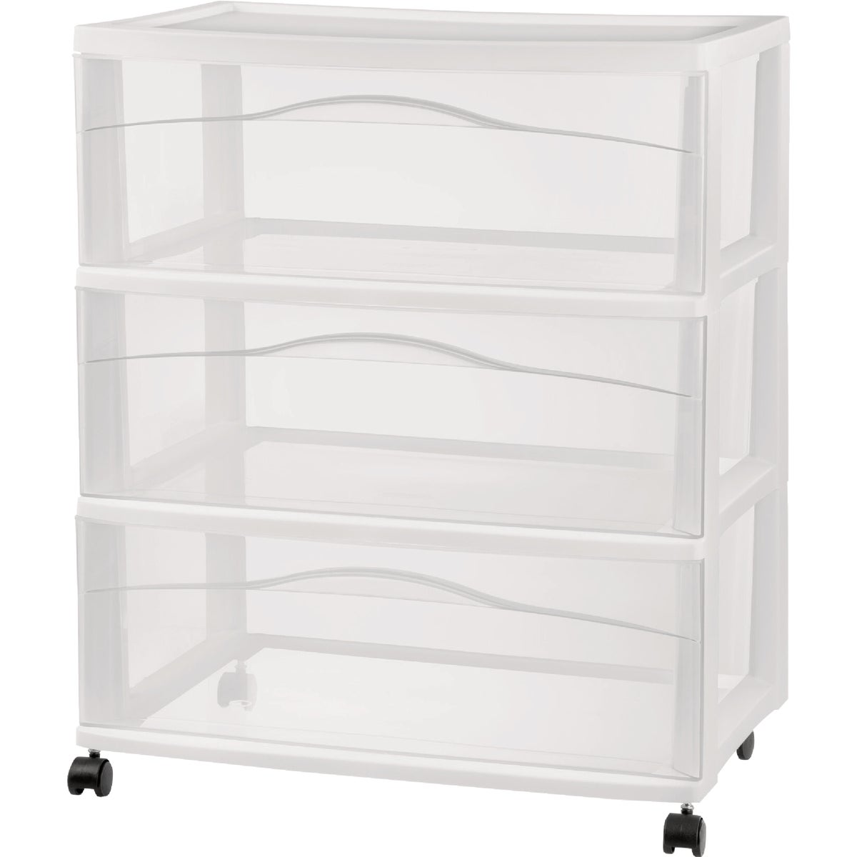 Sterilite ClearView White Wide 3-Drawer Wheeled Storage Cart
