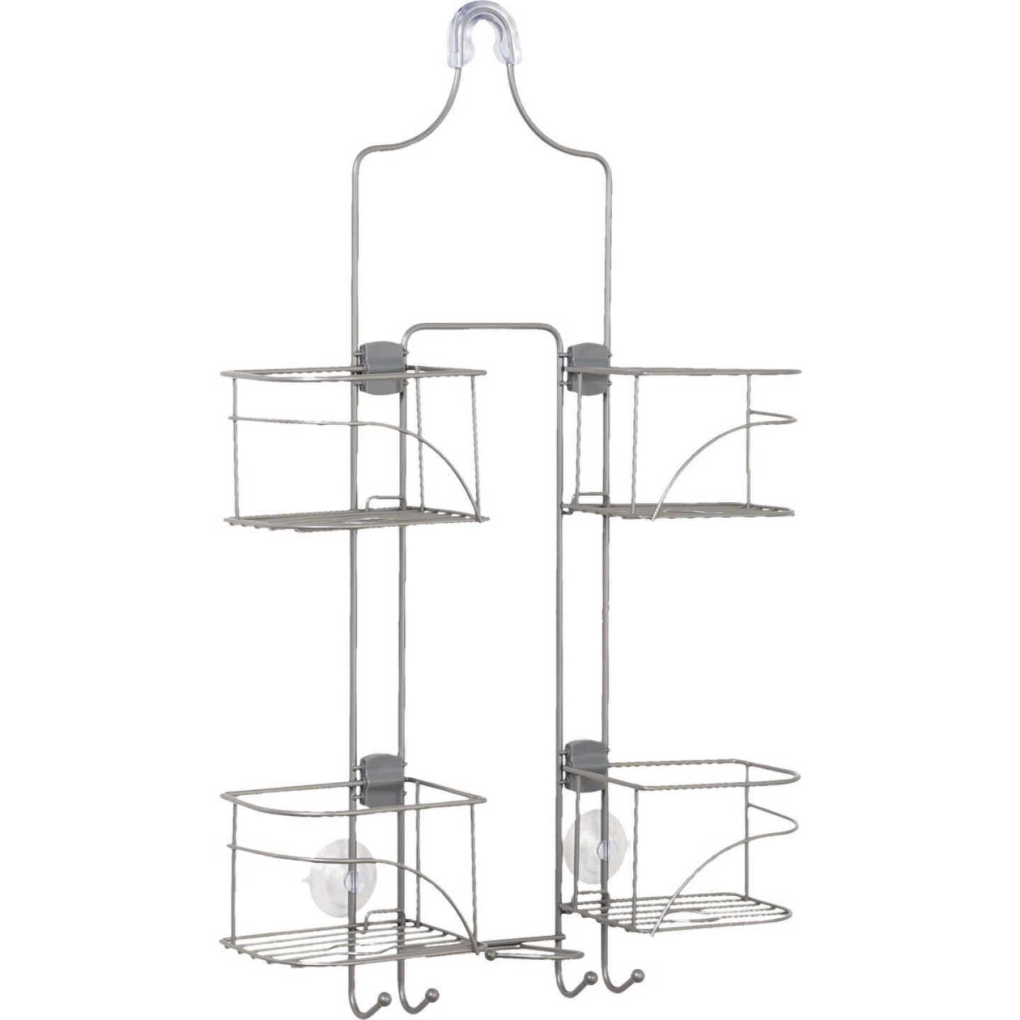 Zenna Home 10-1/4 In. x 24-3/4 In. Satin Nickel Expandable Hanging Shower Caddy Image 1