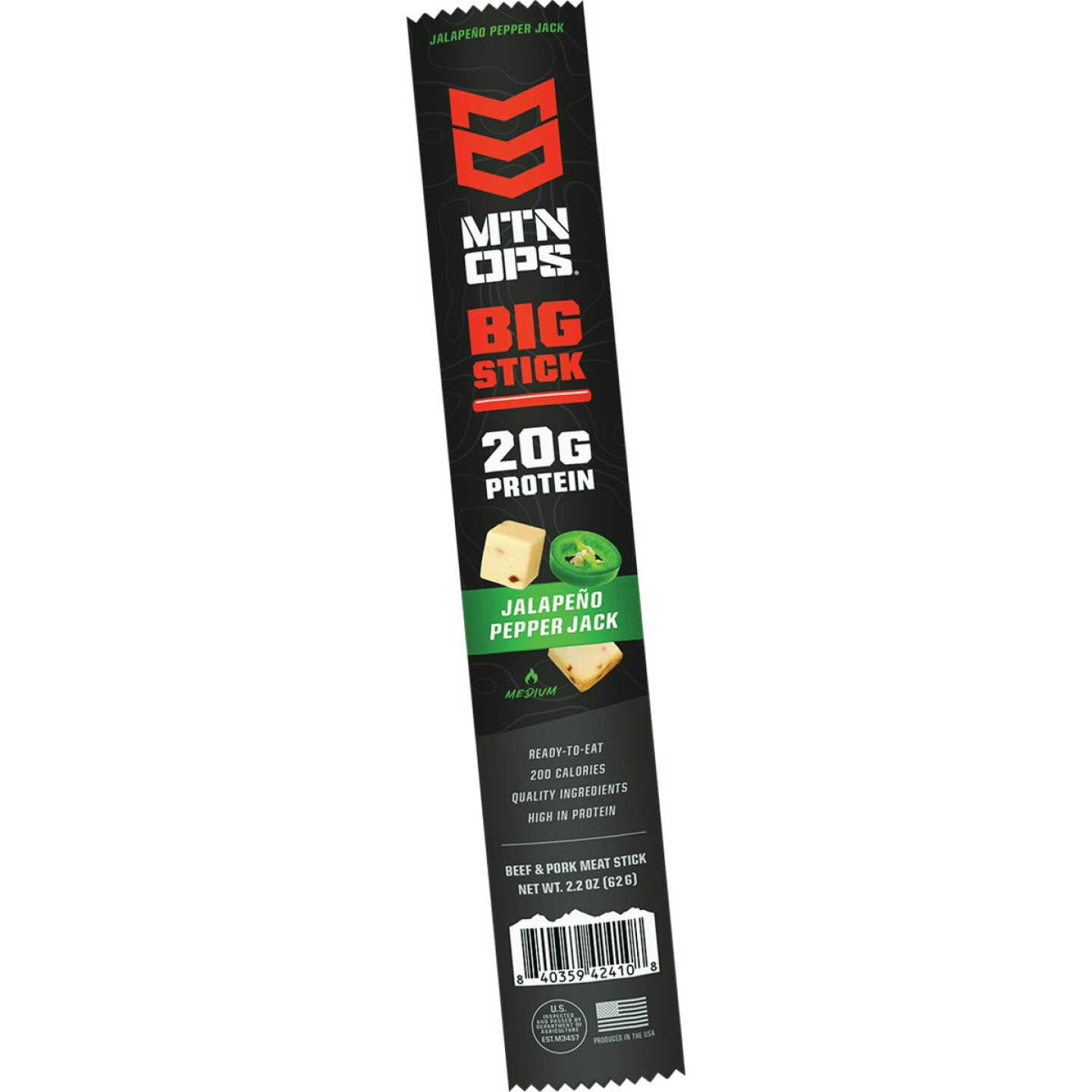 MTN OPS 2.2 Oz. Big Stick Jalapeno Pepper Jack Meat Stick Image 1