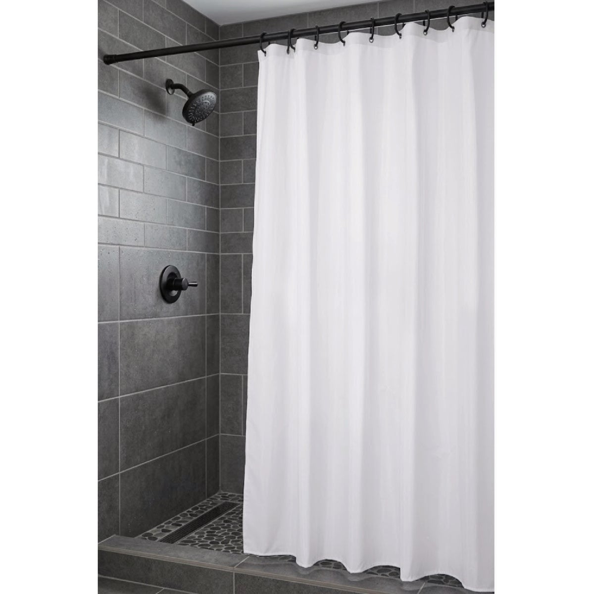 Moda At Home 70 In. x 72 In. White Oasis Heavyweight Shower Curtain Liner Image 2