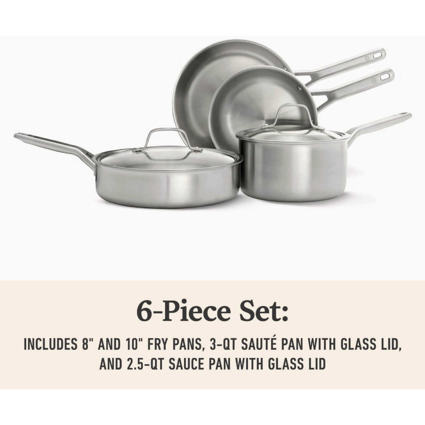 Calphalon Stainless Steel 6-Piece Cookware Set, Silver Image 5