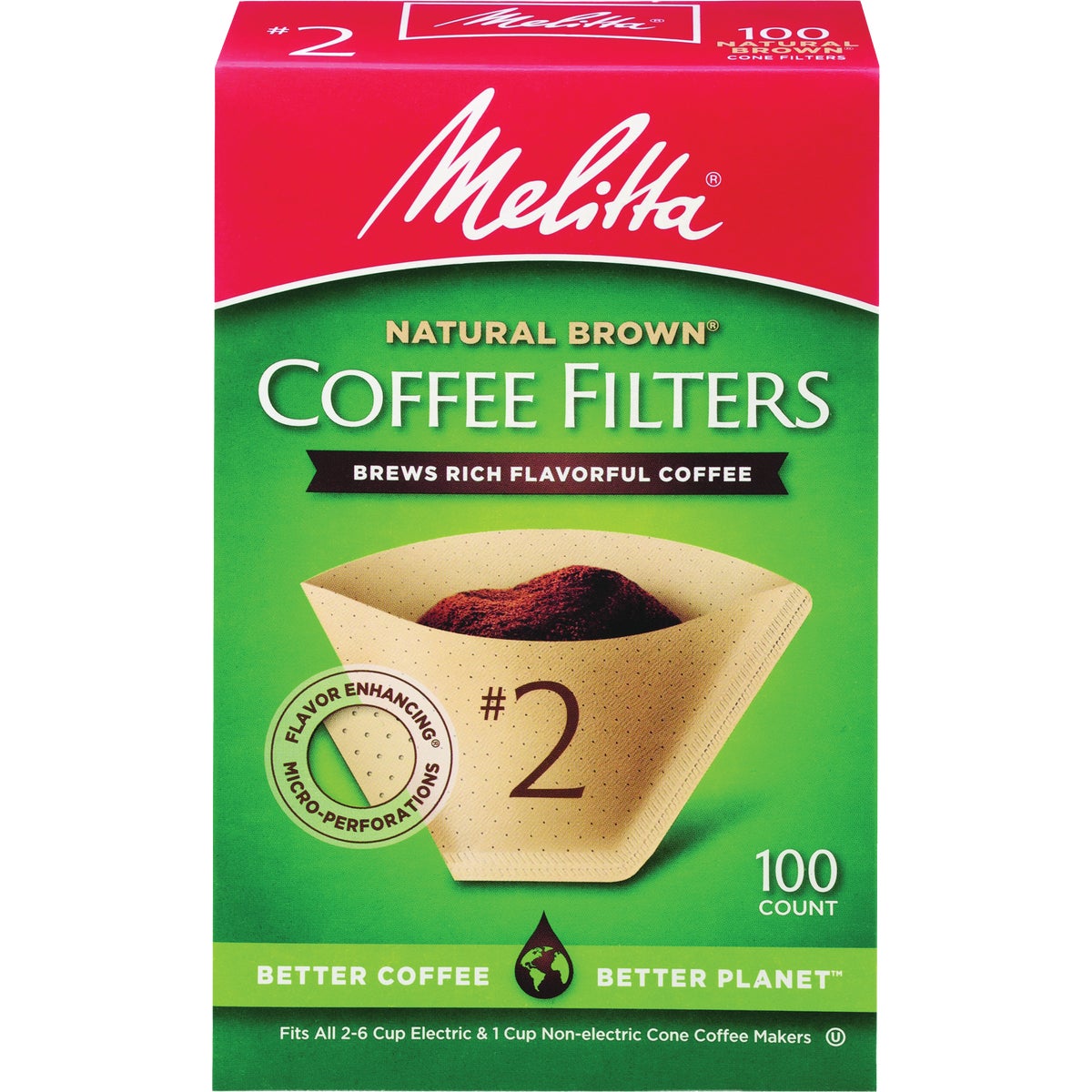 Melitta #2 Cone Natural Brown Coffee Filter (100-Pack)