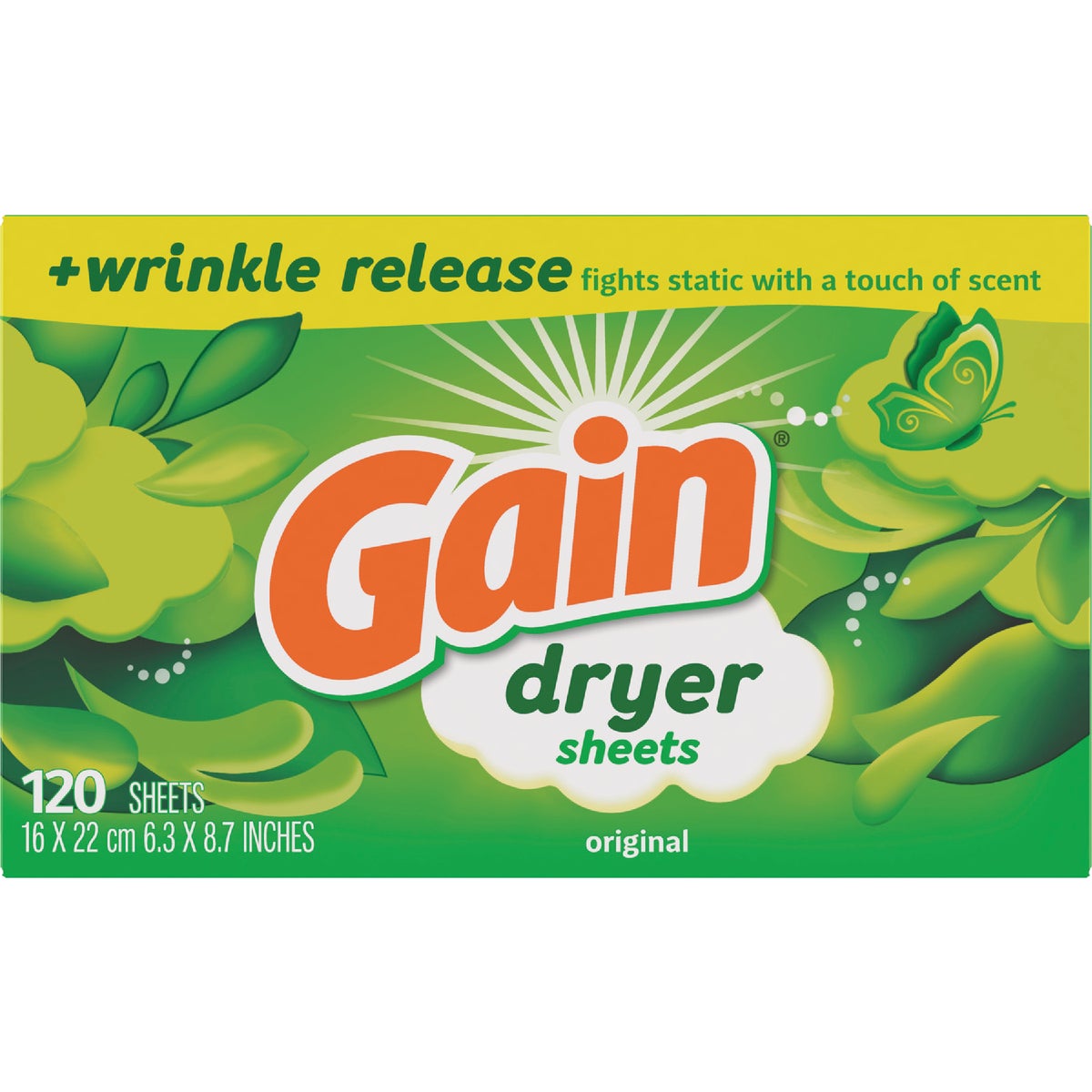 Gain Original Scent Dryer Sheet with Wrinkle Release (120-Count)