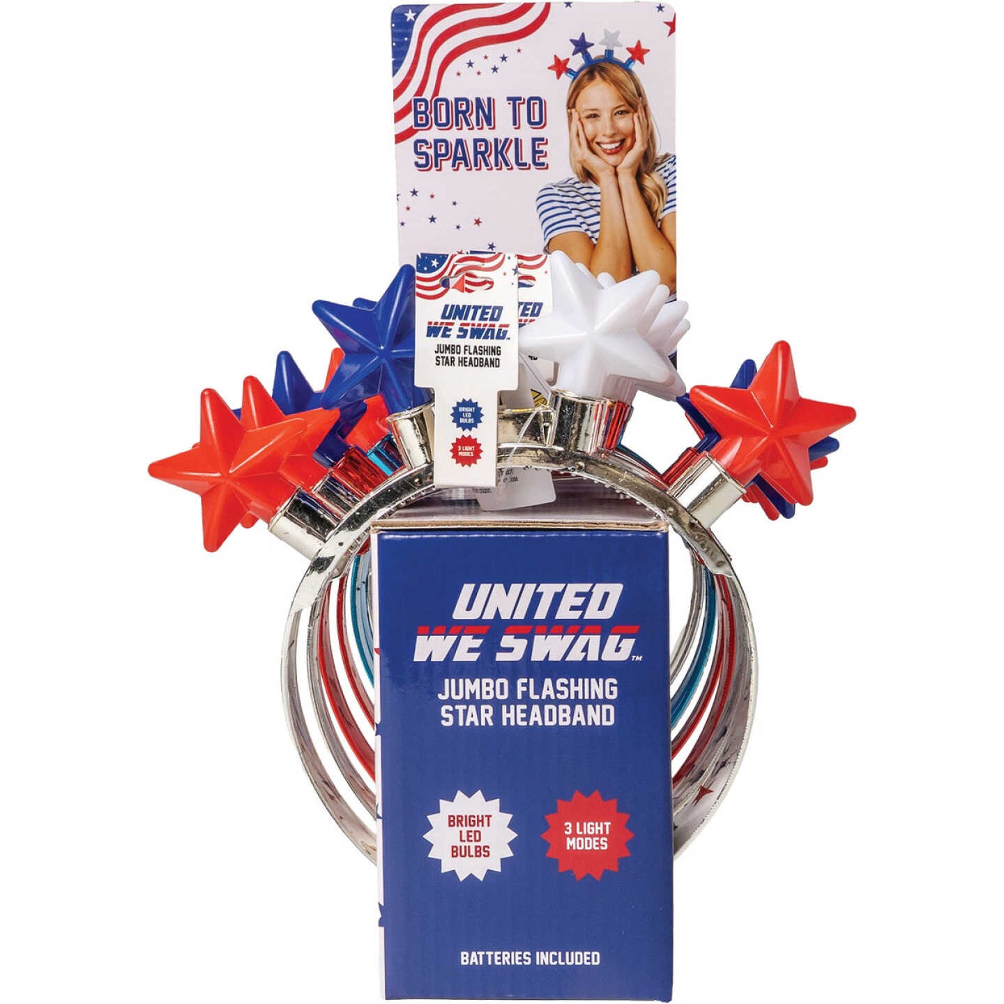 Patriot Pride Jumbo Flashing Star Headband Image 1