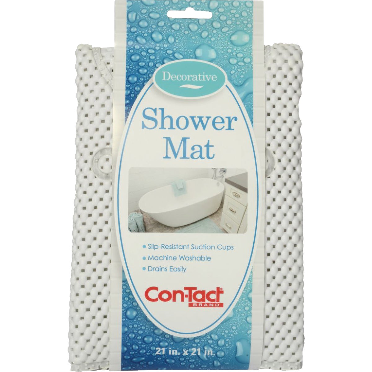 ConTact 21 In. x 21 In. White Rubber Shower Mat Image 3