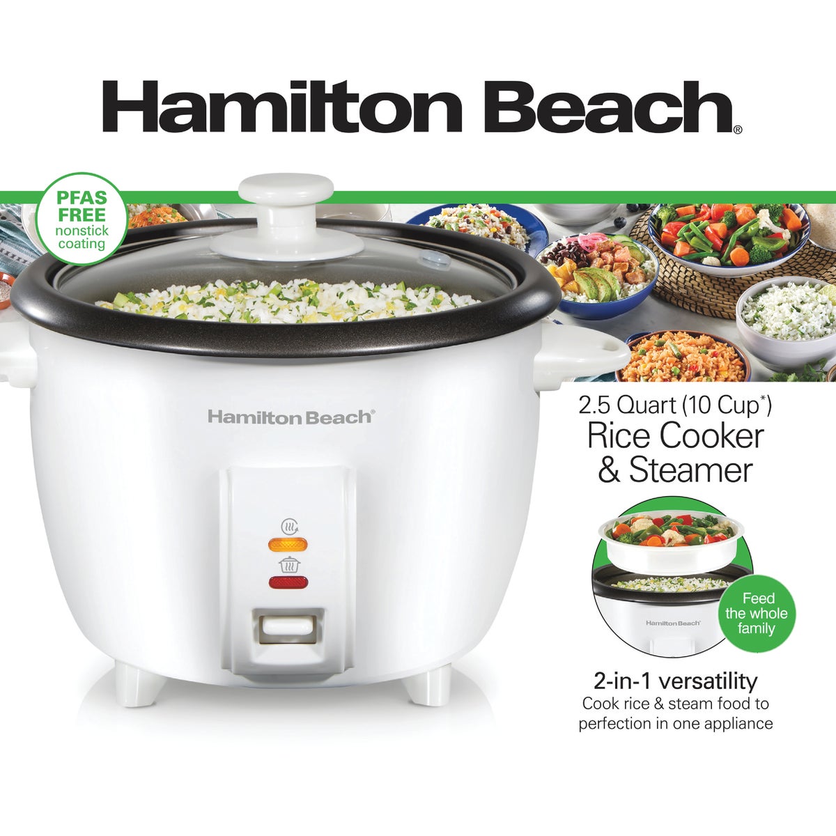 Hamilton Beach 2.5 Quart Rice Cooker and Steamer Image 2