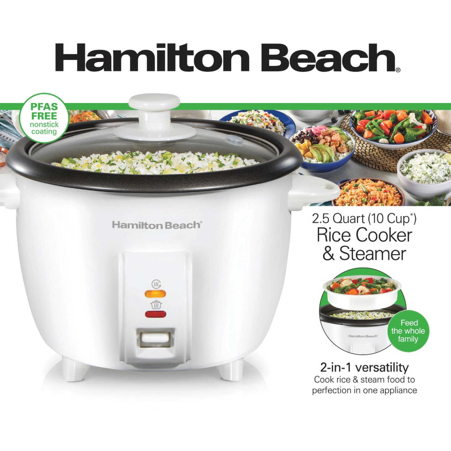 Hamilton Beach 2.5 Quart Rice Cooker and Steamer Image 2