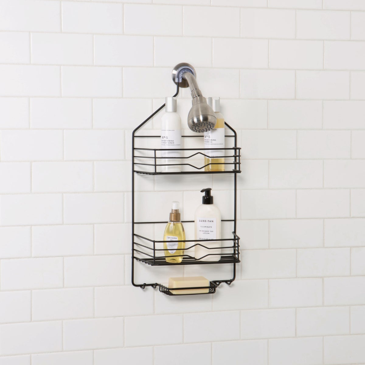 Moda At Home Jacob Black Steel Shower Caddy Image 2