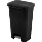 Sterilite 11.9 Gal. Black StepOn Wastebasket Image 1