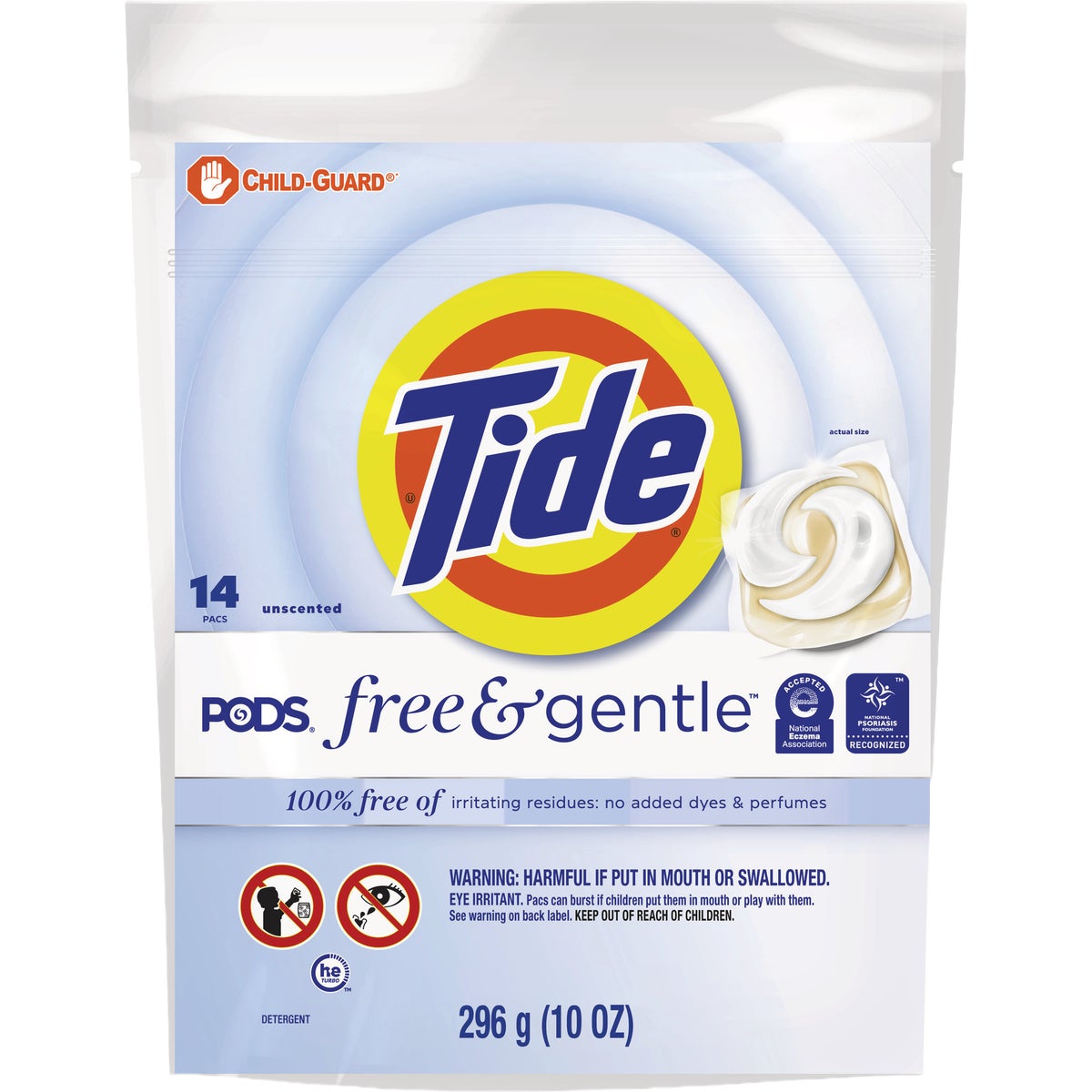 Tide Pods Free & Gentle Unscented Liquid Laundry Detergent Soap Pacs (14-Count)