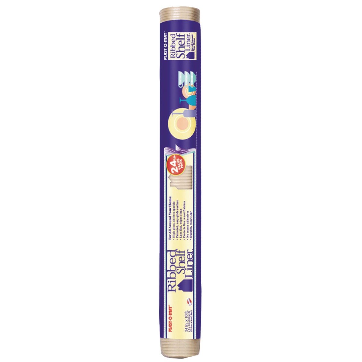 Warp's Plast-O-Mat 24 In. x 10 Ft. White Ribbed Non-Adhesive Shelf Liner