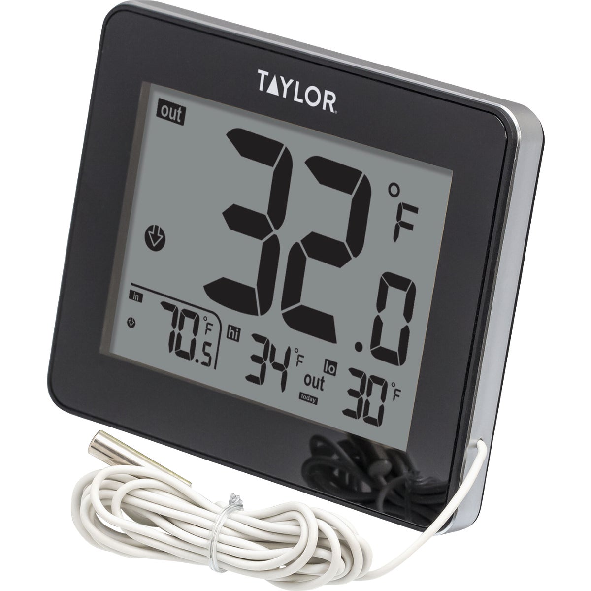 Taylor 8 In. W. x 6 In. H. Plastic Digital Indoor & Outdoor Thermometer