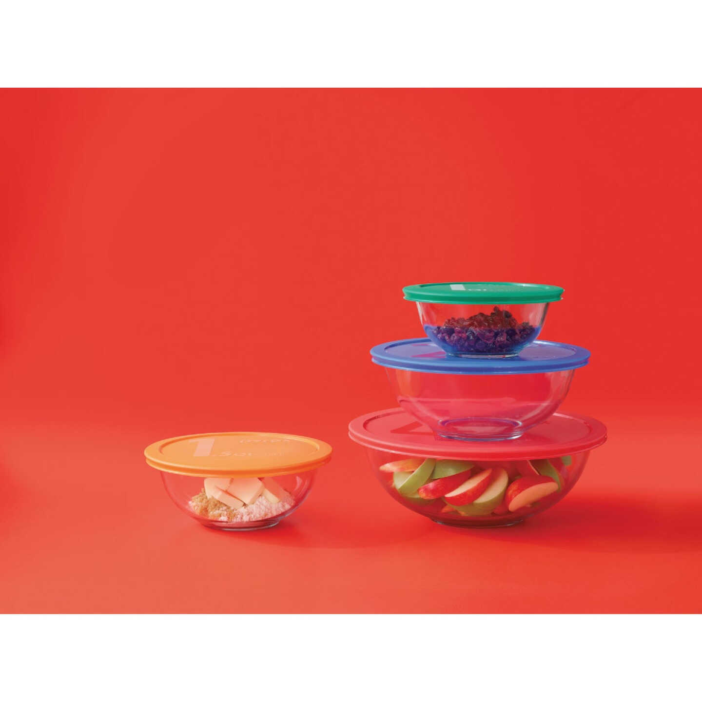 Pyrex Smart Essentials Covered Glass Pyrex Bowl Set (8-Piece) Image 3