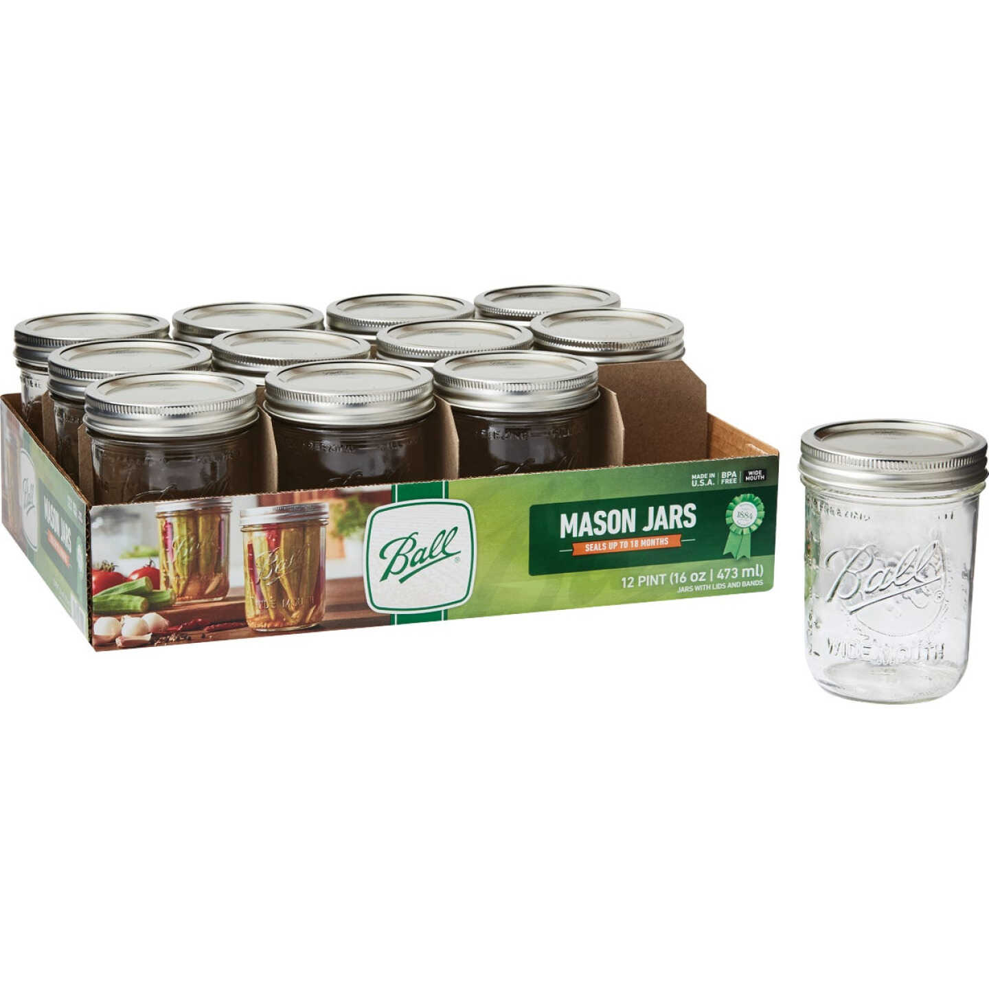 Ball 16 Oz Wide Mouth Mason Jar (12-Count) Image 1