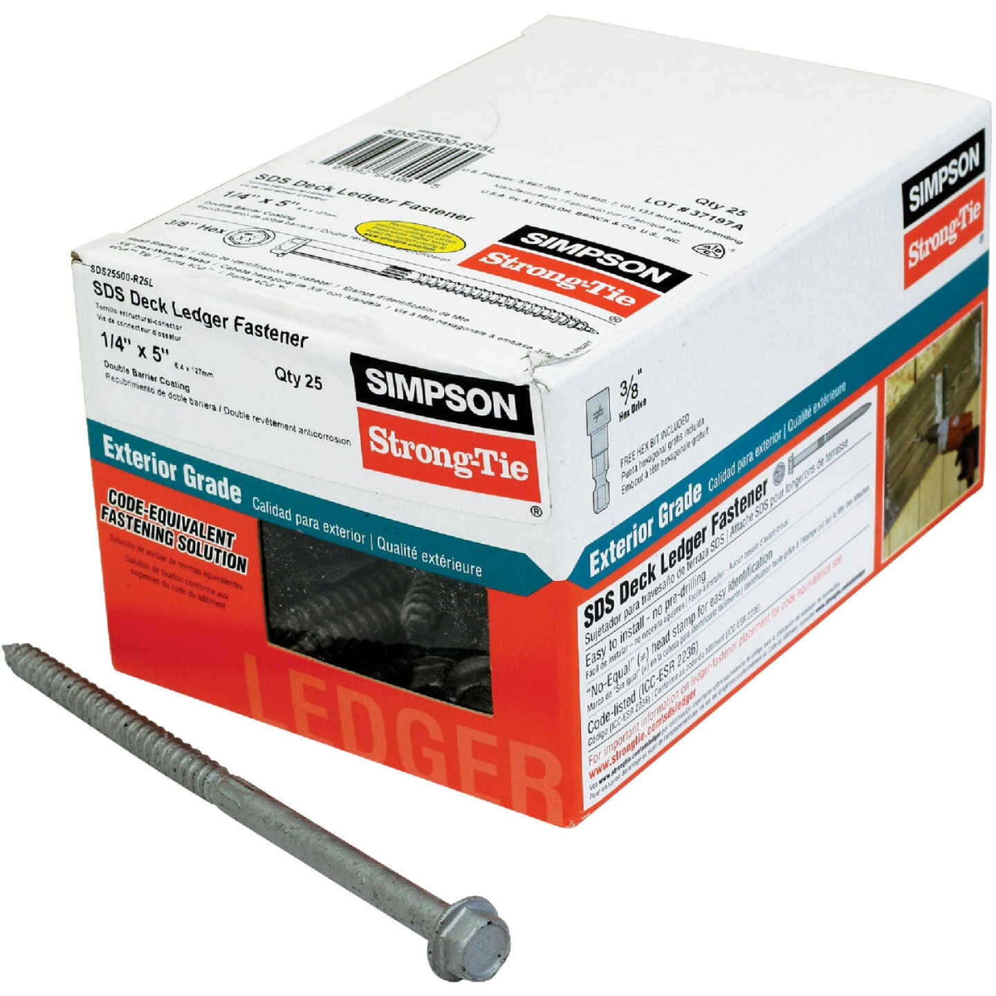 Simpson Strong-Tie Strong-Drive SDS 1/4 In. x 5 In. Ledger Deck Screw (25-Count) Image 1