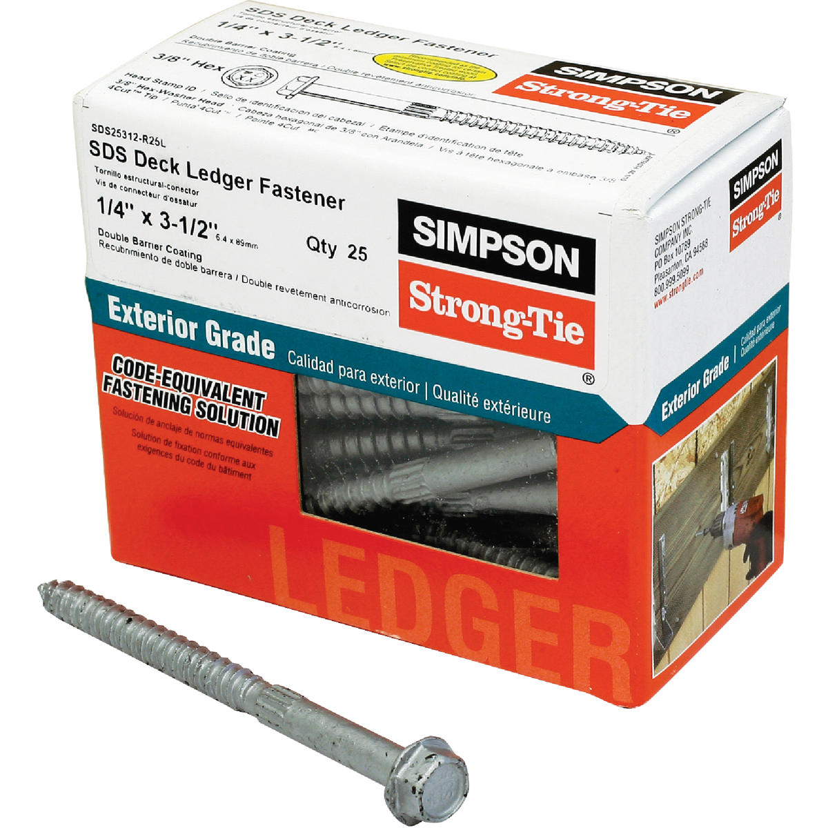 Simpson Strong-Tie Strong-Drive SDS 1/4 In. x 3-1/2 In. Ledger Deck Screw (25-Count)