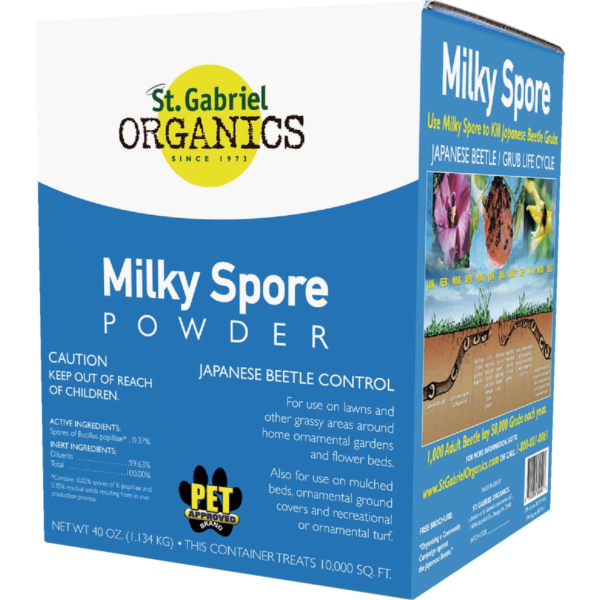 St. Gabriel Organics 40 Oz. Ready To Use Milky Spore Grub Beetle Killer Powder