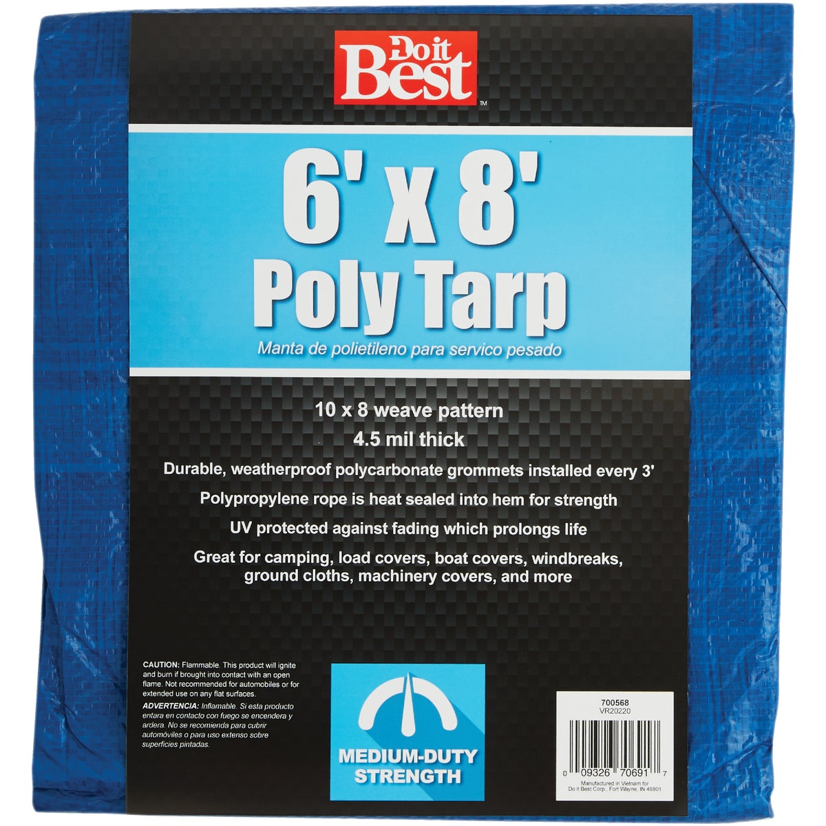 Do it Best Blue Woven 6 Ft. x 8 Ft. Medium Duty Poly Tarp Image 1