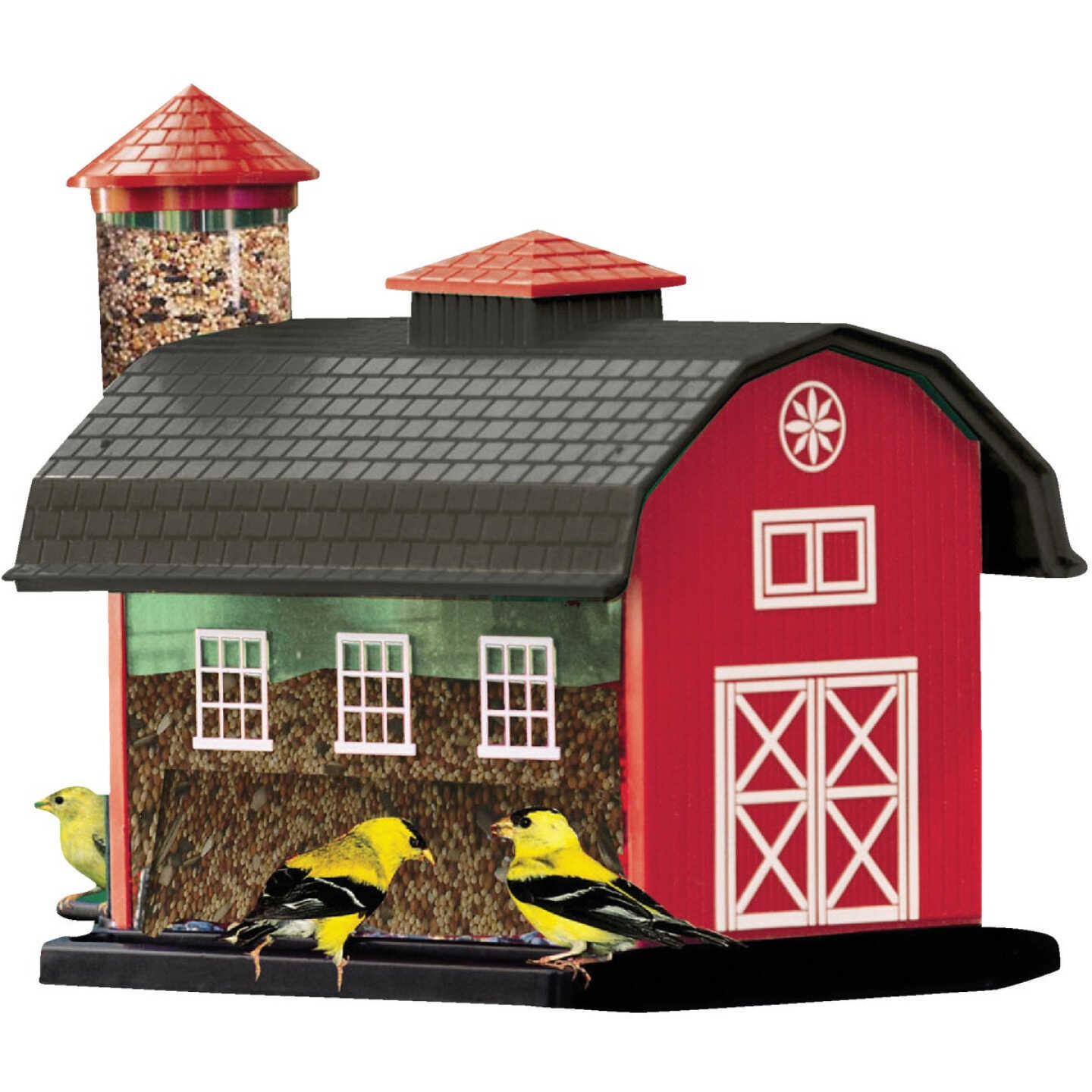 Cherry Valley 12-2/3 In. 7 Lb. Capacity Red Barn Finch Thistle Combo Feeder Image 1