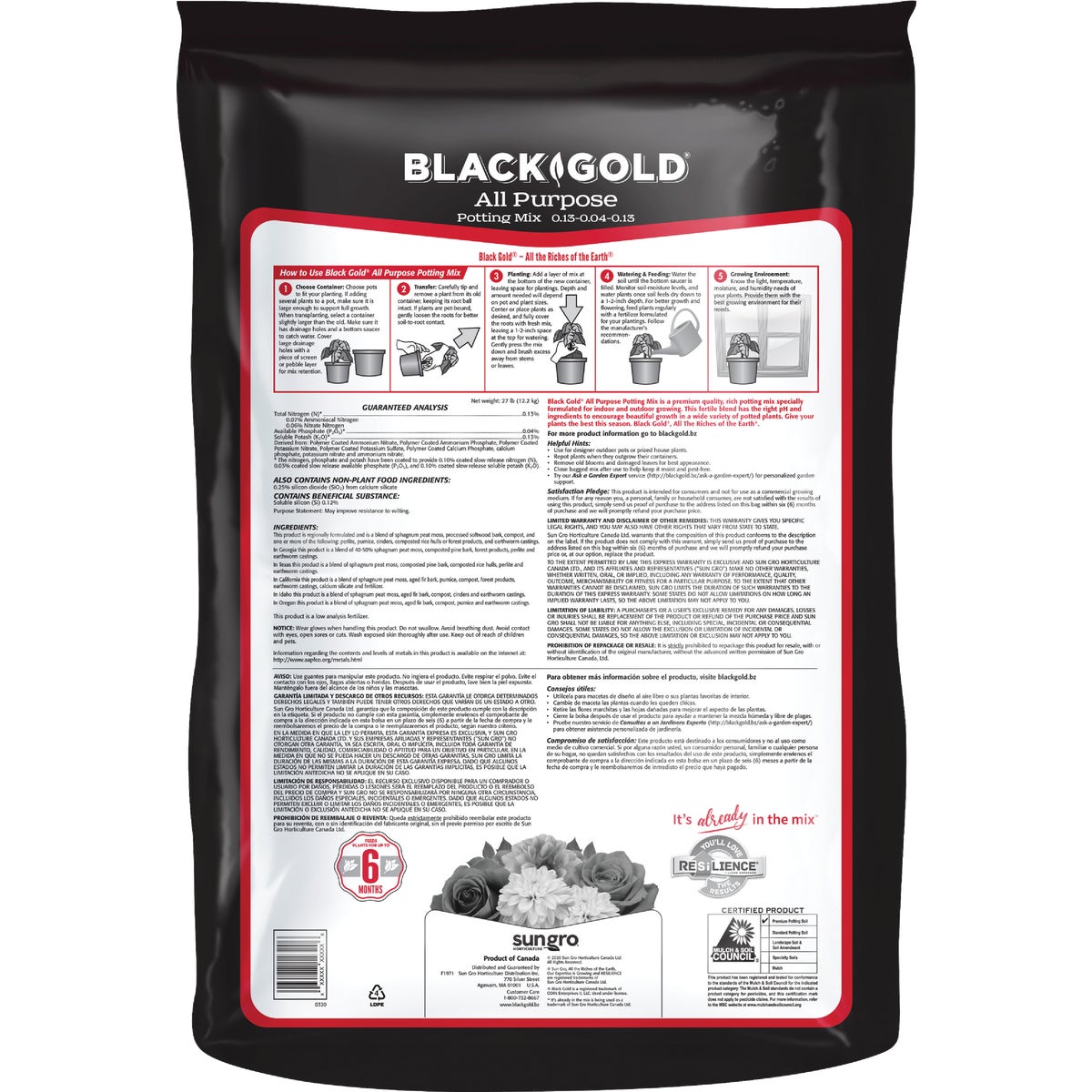 Black Gold 2 Cu. Ft. 47-1/2 Lb. All Purpose Potting Soil Mix Image 3