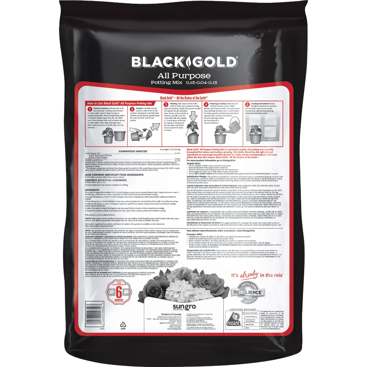 Black Gold 1 Cu. Ft. 27 Lb. All Purpose Potting Soil Mix Image 3