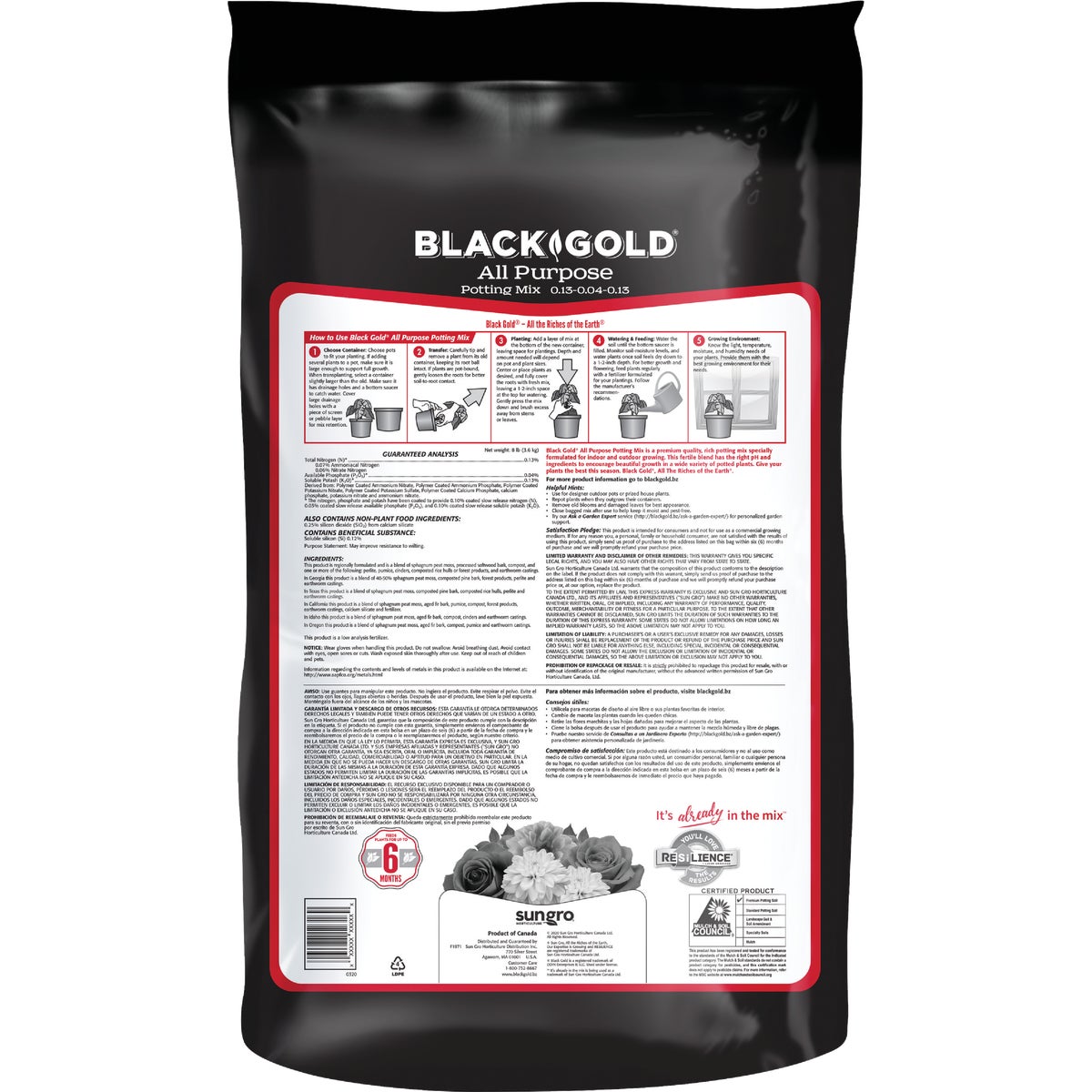 Black Gold 16 Qt. 12-1/2 Lb. All Purpose Potting Soil Mix Image 3