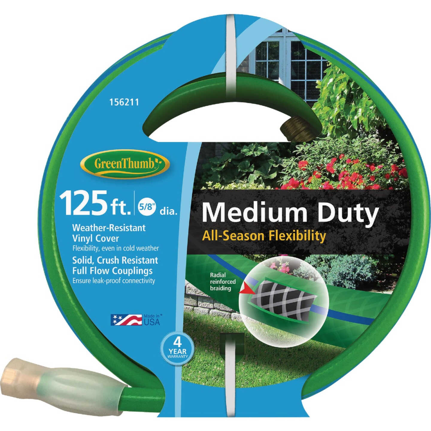 Green Thumb 5/8 In. Dia. x 125 Ft. Medium-Duty Rubber & Vinyl Garden Hose with Guard-N-Grip Image 1