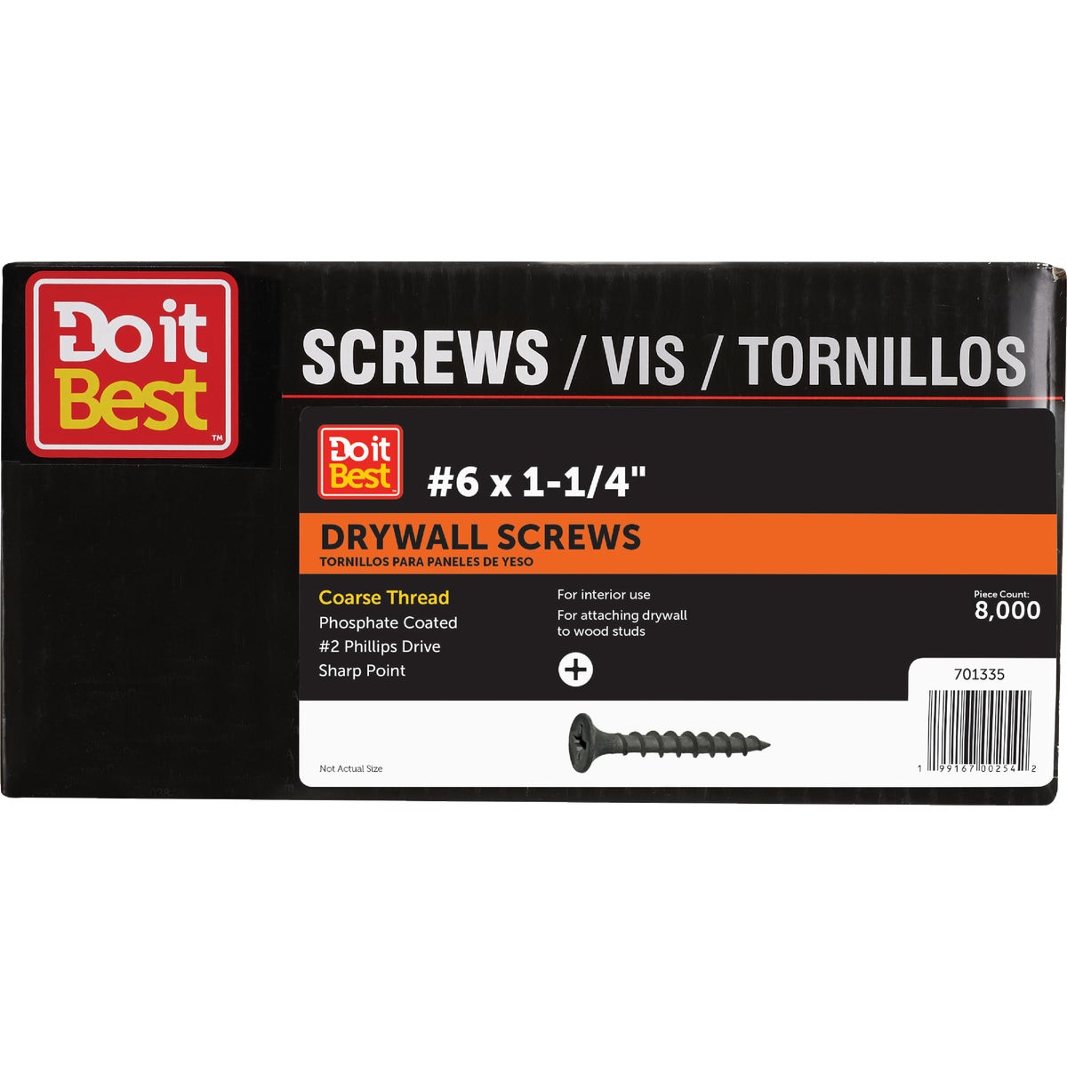 Grip-Rite #6 x 1-1/4 Coarse Thread Black Phosphate Drywall Screw (8000-Count)