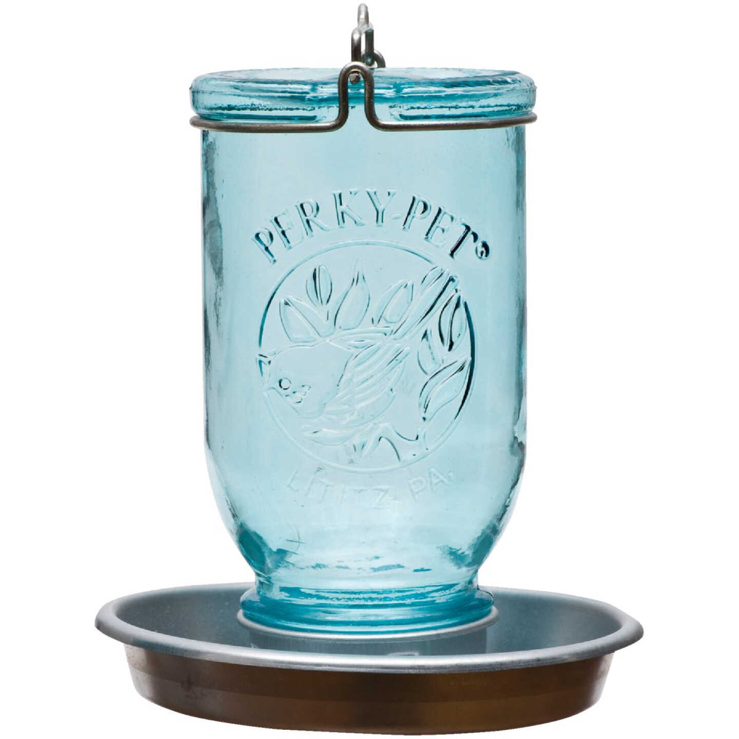 Perky-Pet 32 Oz. Blue Mason Jar Bird Waterer Image 1