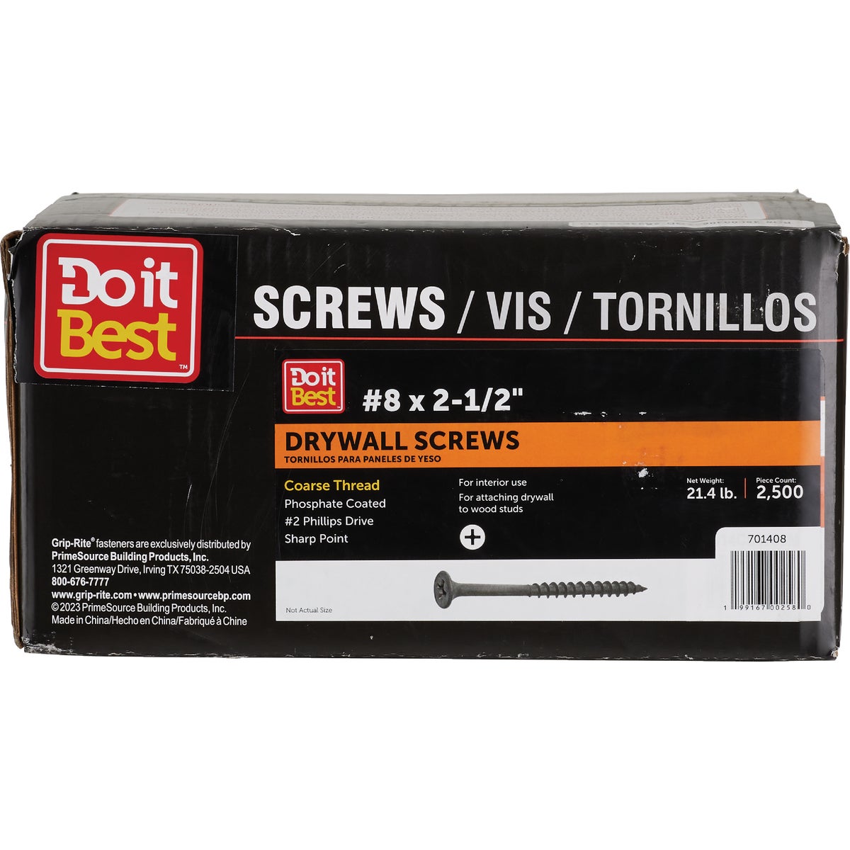 Grip-Rite  #8 x 2-1/2 Coarse Thread Black Phosphate Drywall Screw (2500-Count)